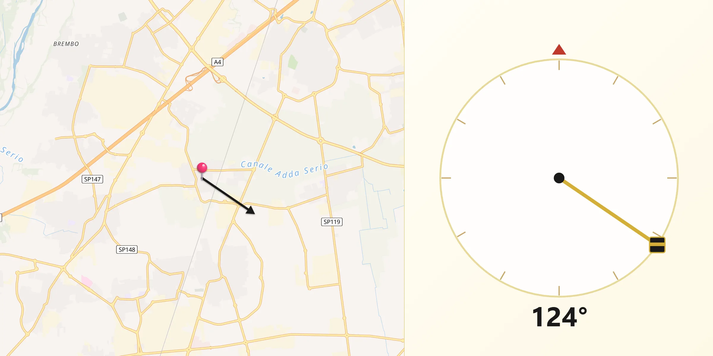 Direzione della Qibla da Levate
