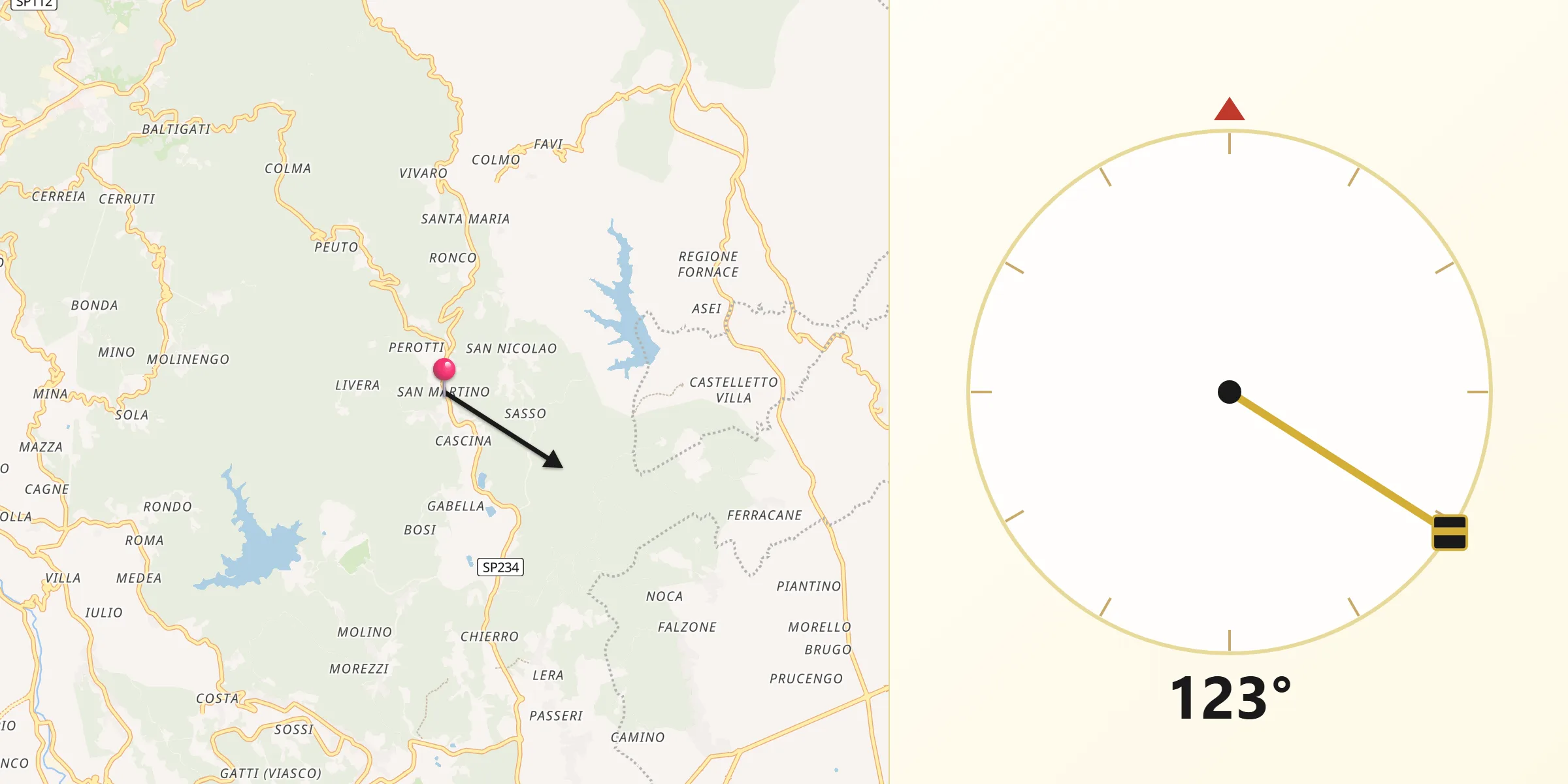 Direzione della Qibla da Curino
