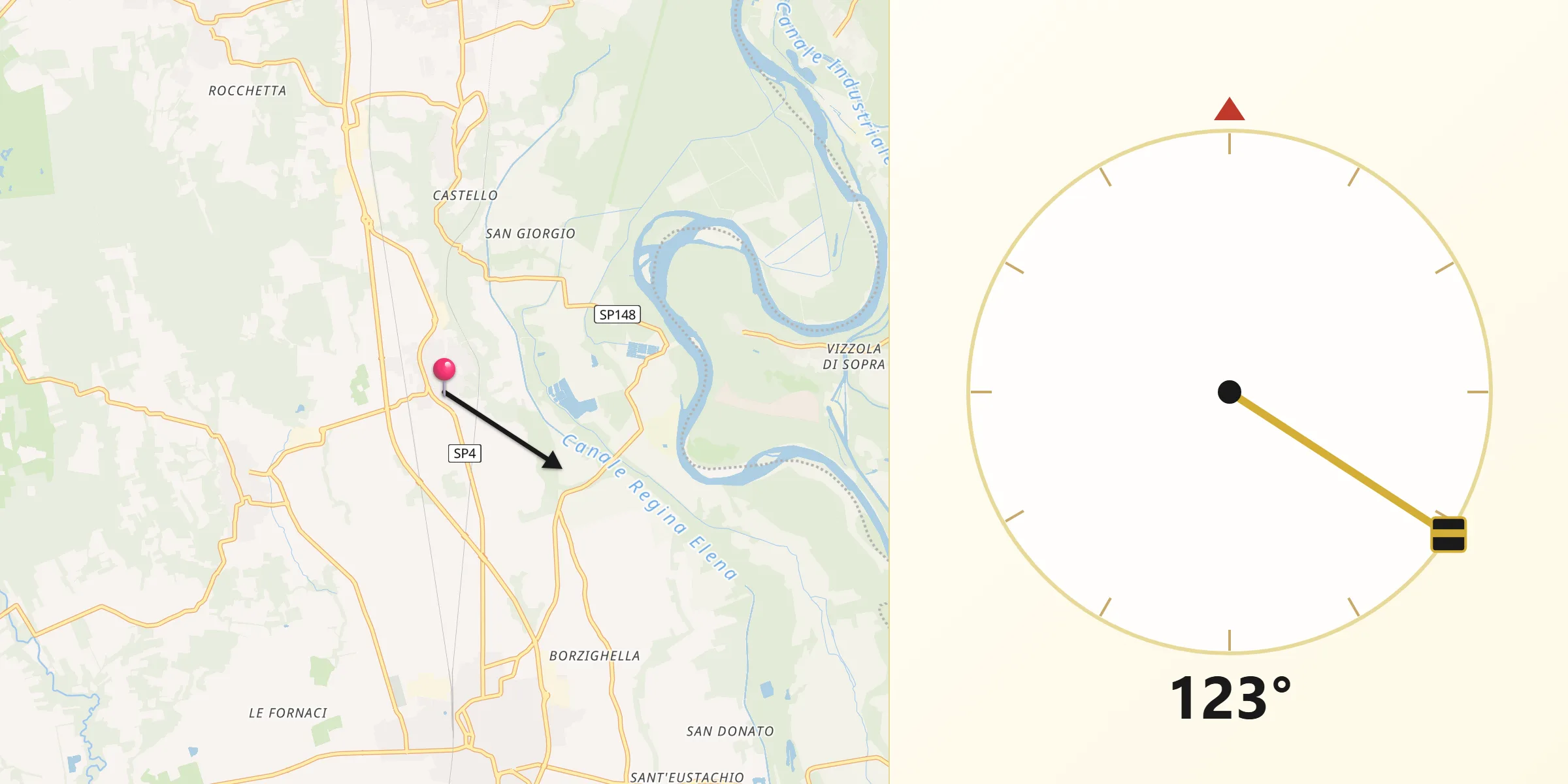 Direzione della Qibla da Marano Ticino