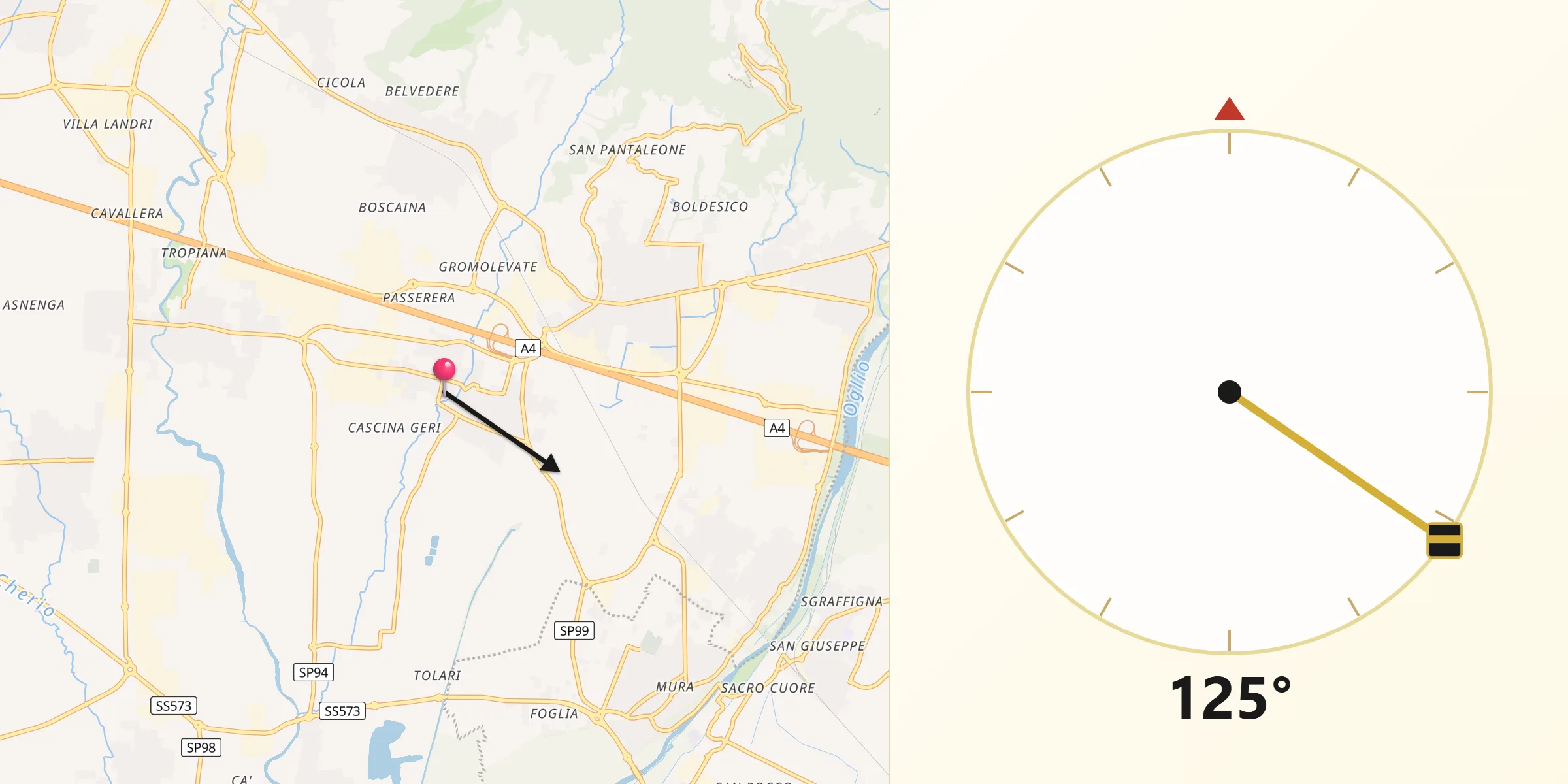 Direzione della Qibla da Telgate