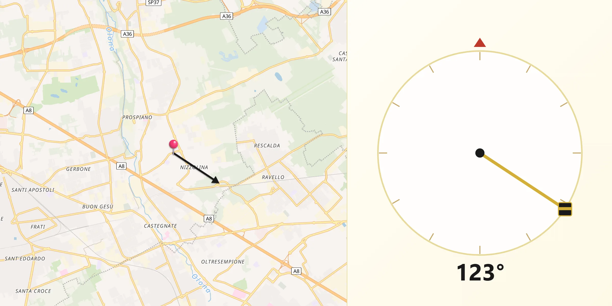 Direzione della Qibla da Marnate
