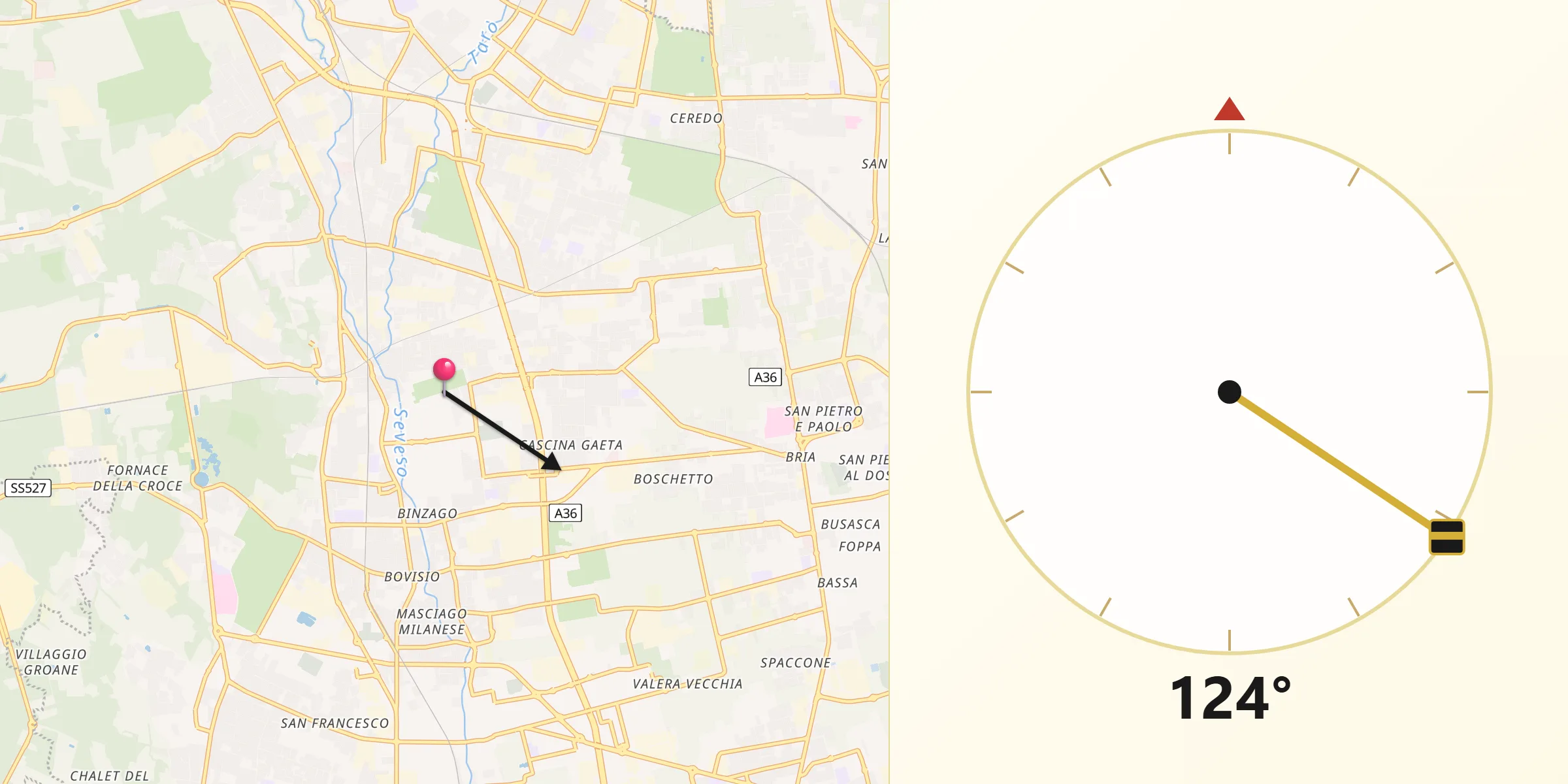 Direzione della Qibla da Cesano Maderno