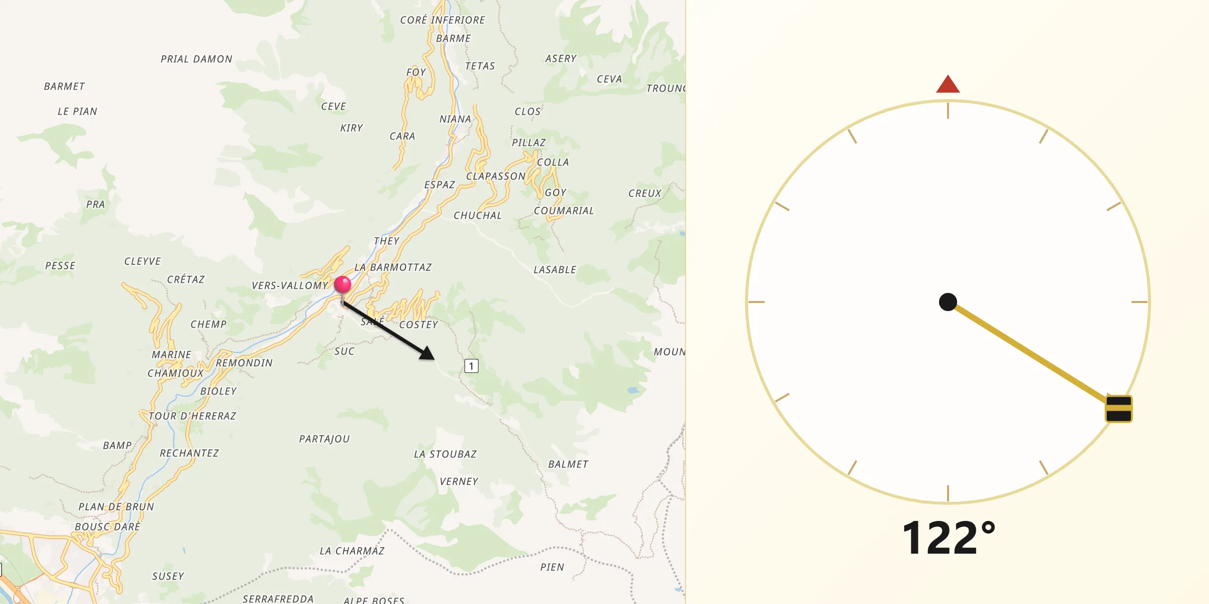 Direzione della Qibla da Lillianes