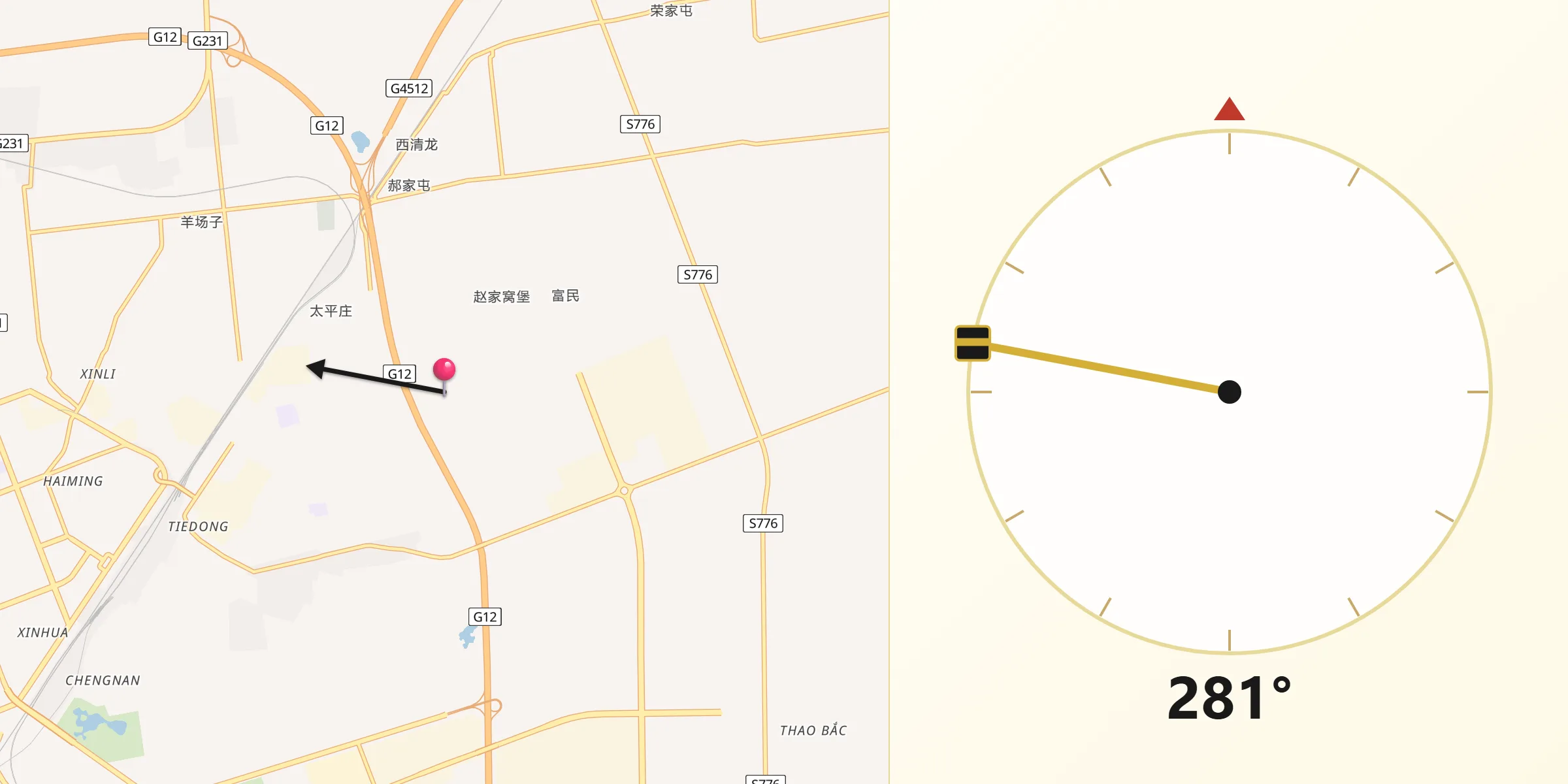 从致富村朝向麦加的方向