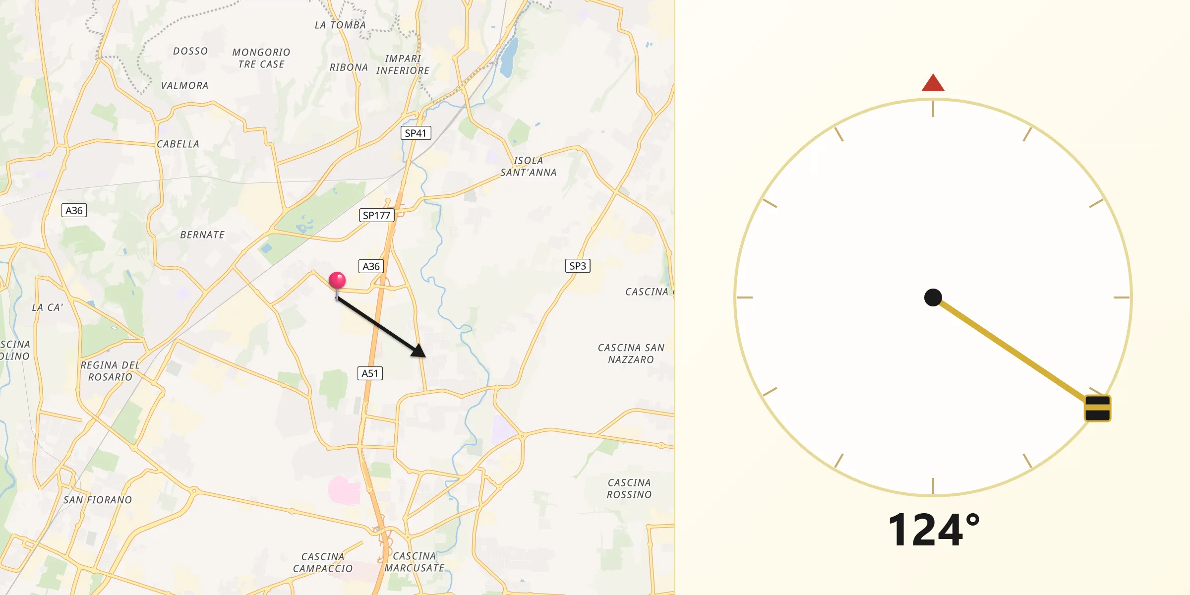 Direzione della Qibla da Velasca