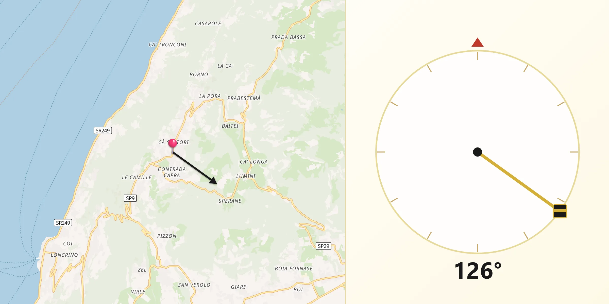 Direzione della Qibla da San Zeno