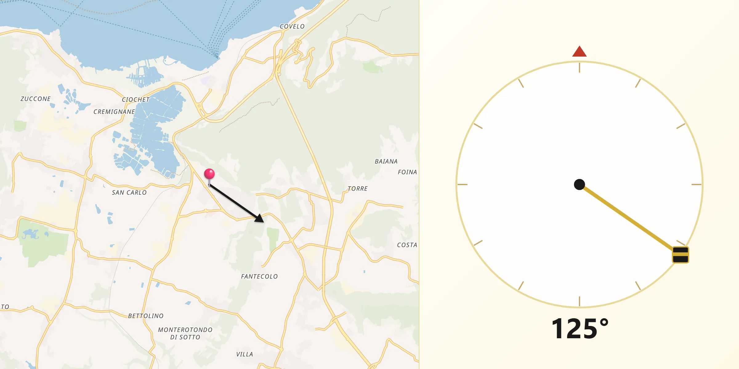 Direzione della Qibla da Provaglio d'Iseo