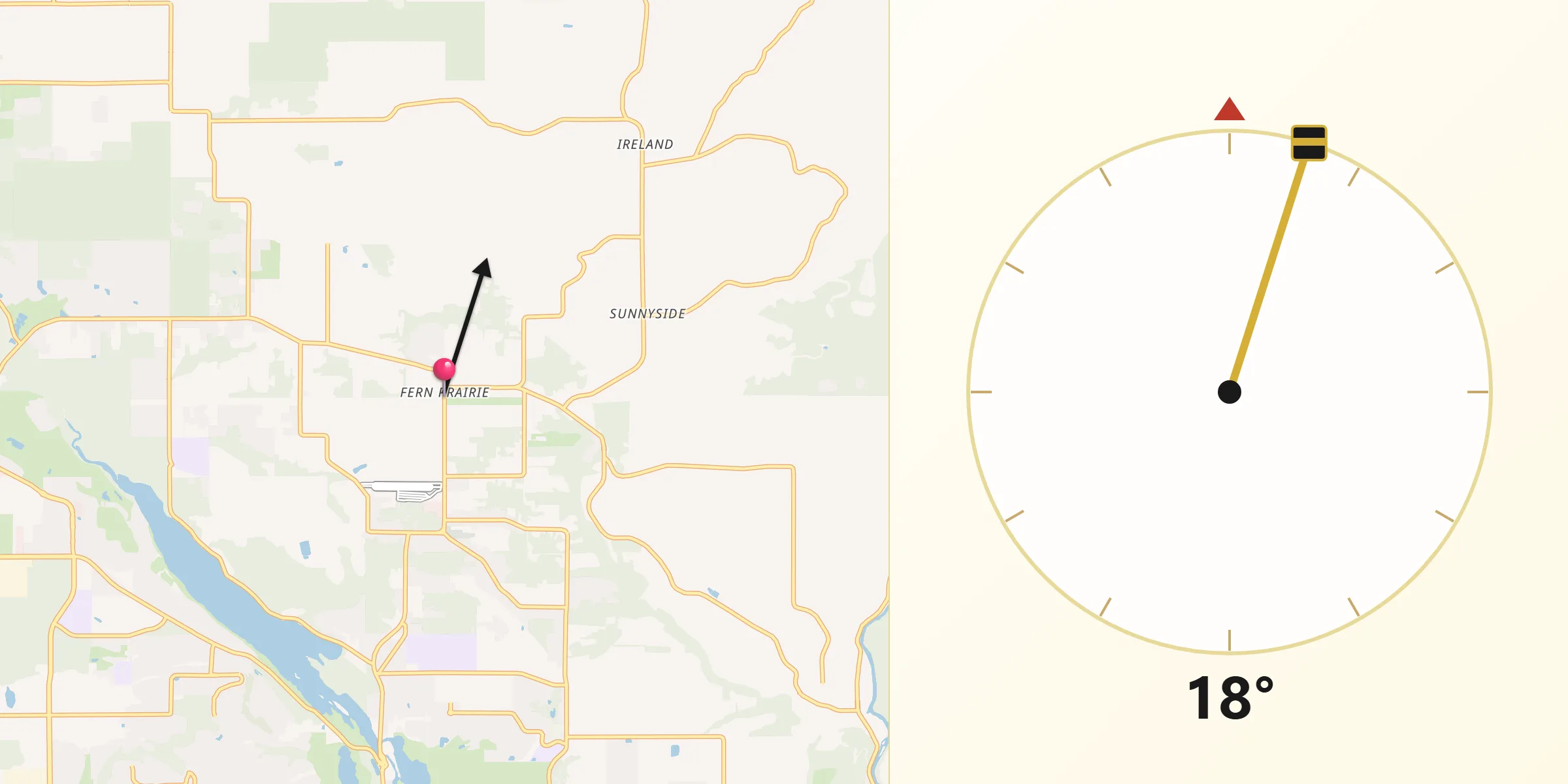 Qibla Direction from Fern Prairie
