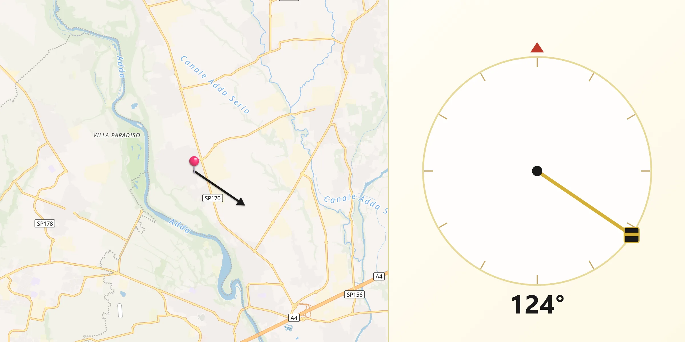 Direzione della Qibla da Bottanuco
