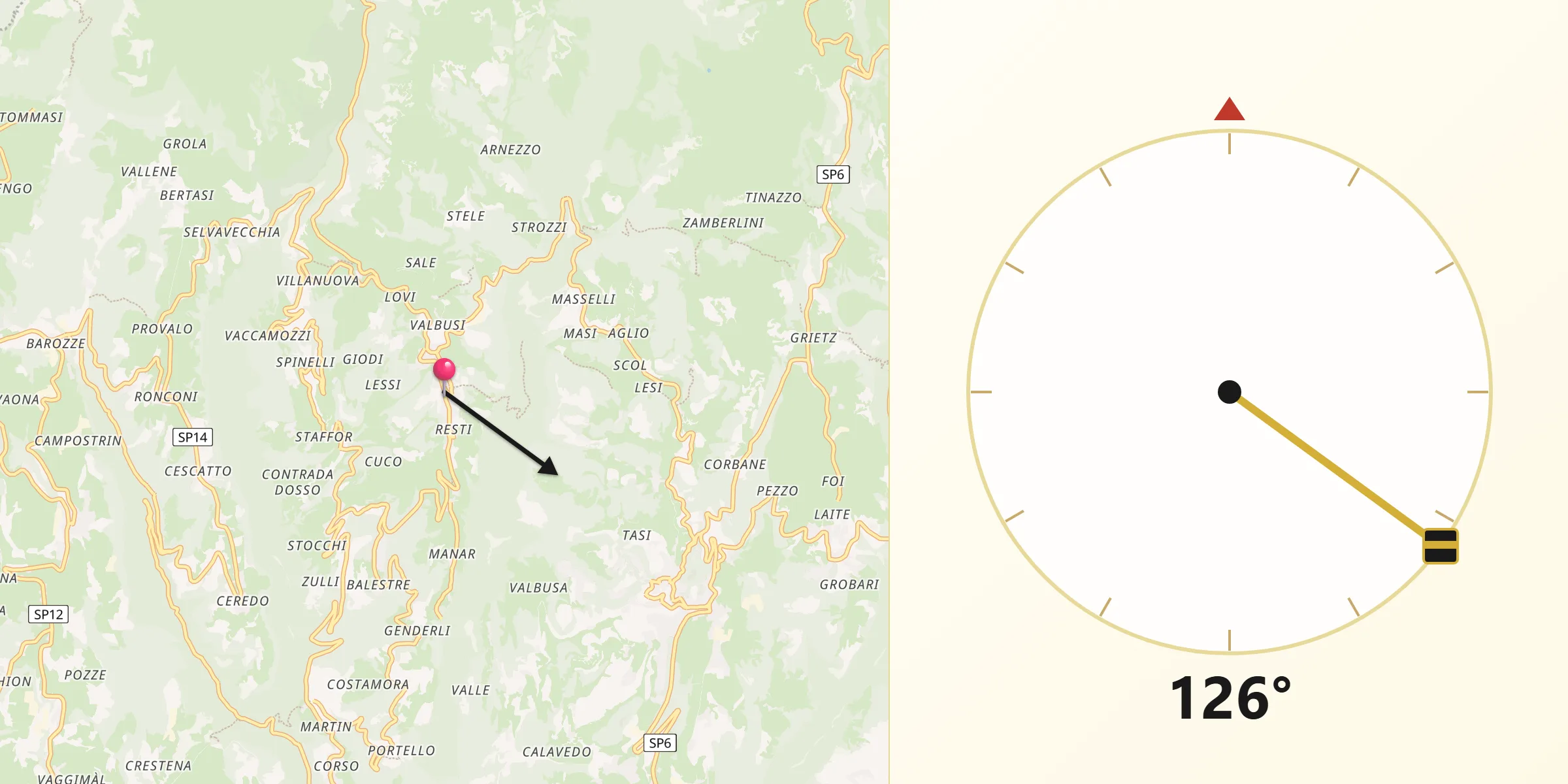 Direzione della Qibla da Erbezzo