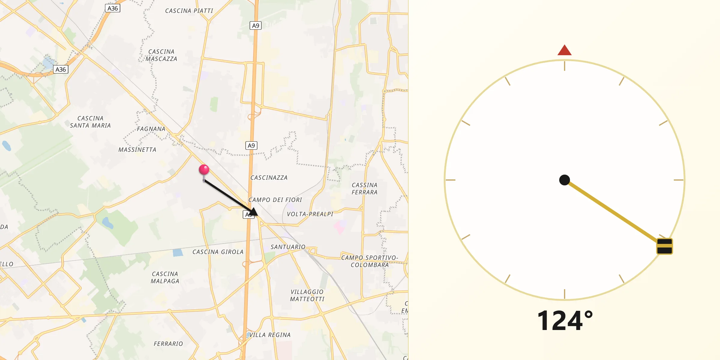 Direzione della Qibla da Gerenzano