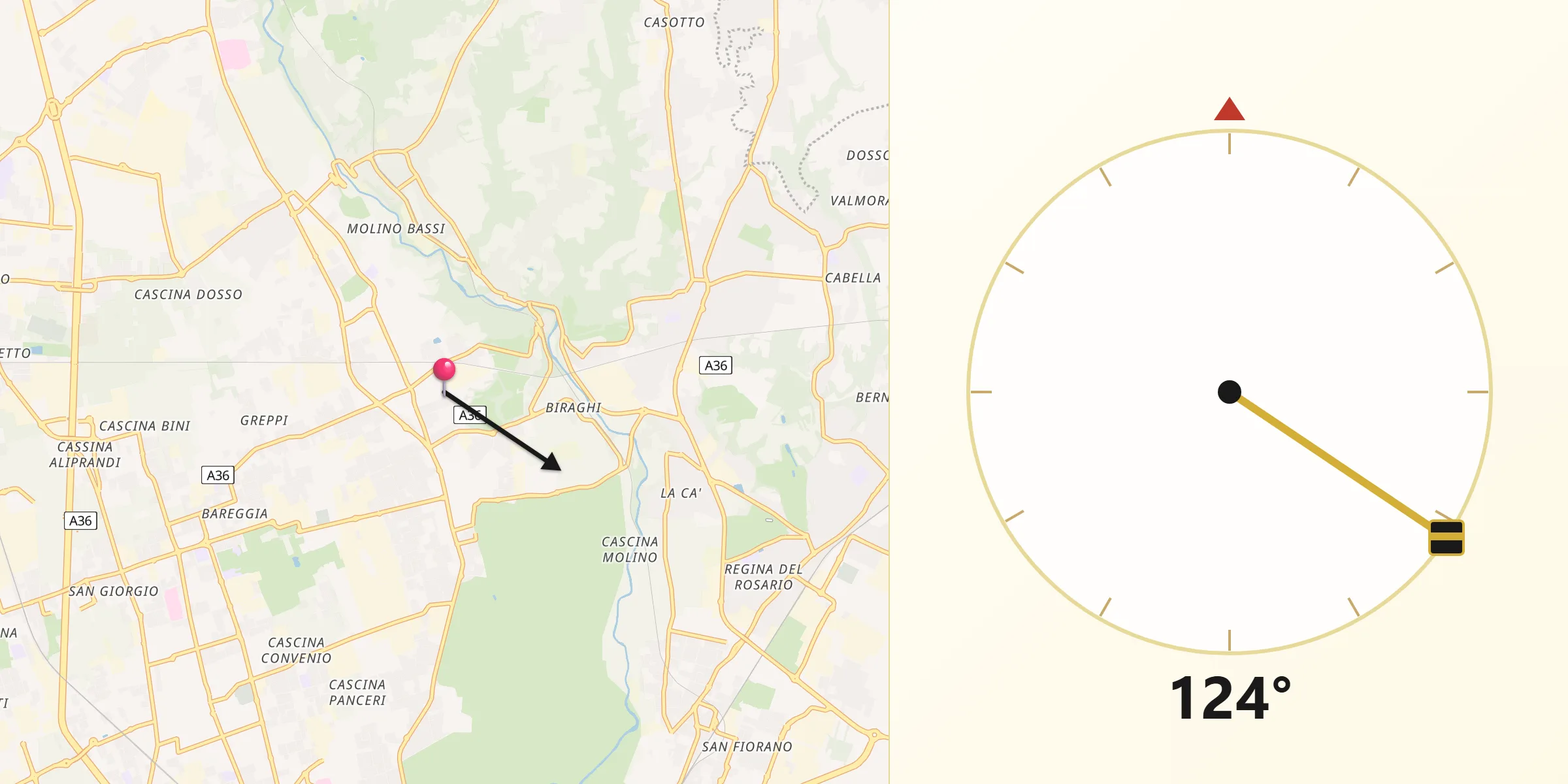 Direzione della Qibla da Macherio