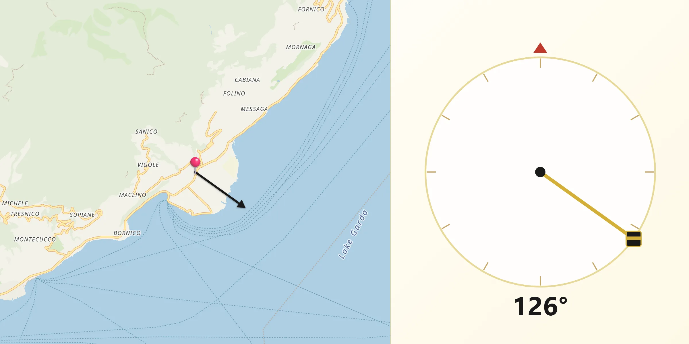 Direzione della Qibla da Toscolano Maderno