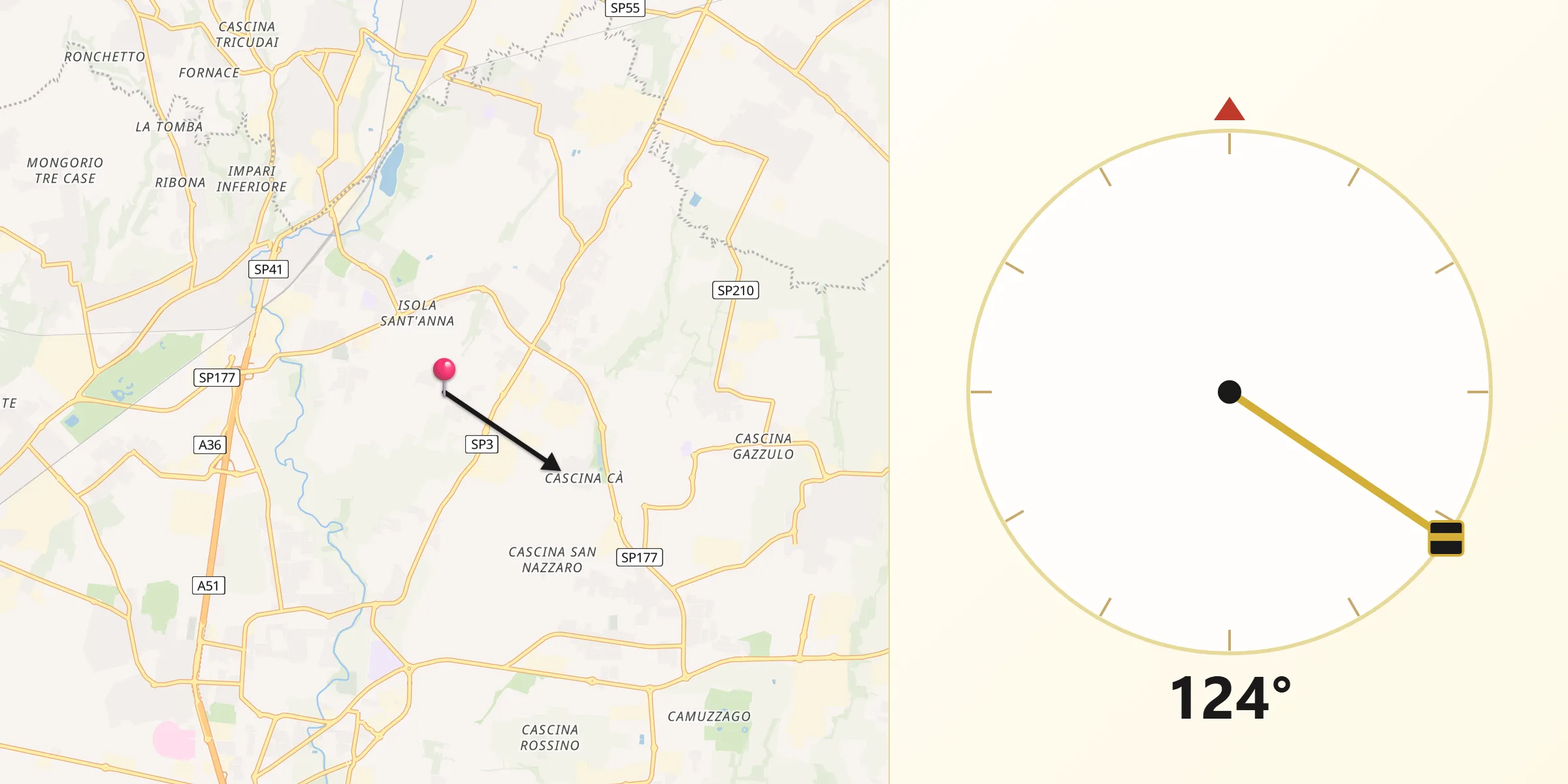 Direzione della Qibla da Villanova