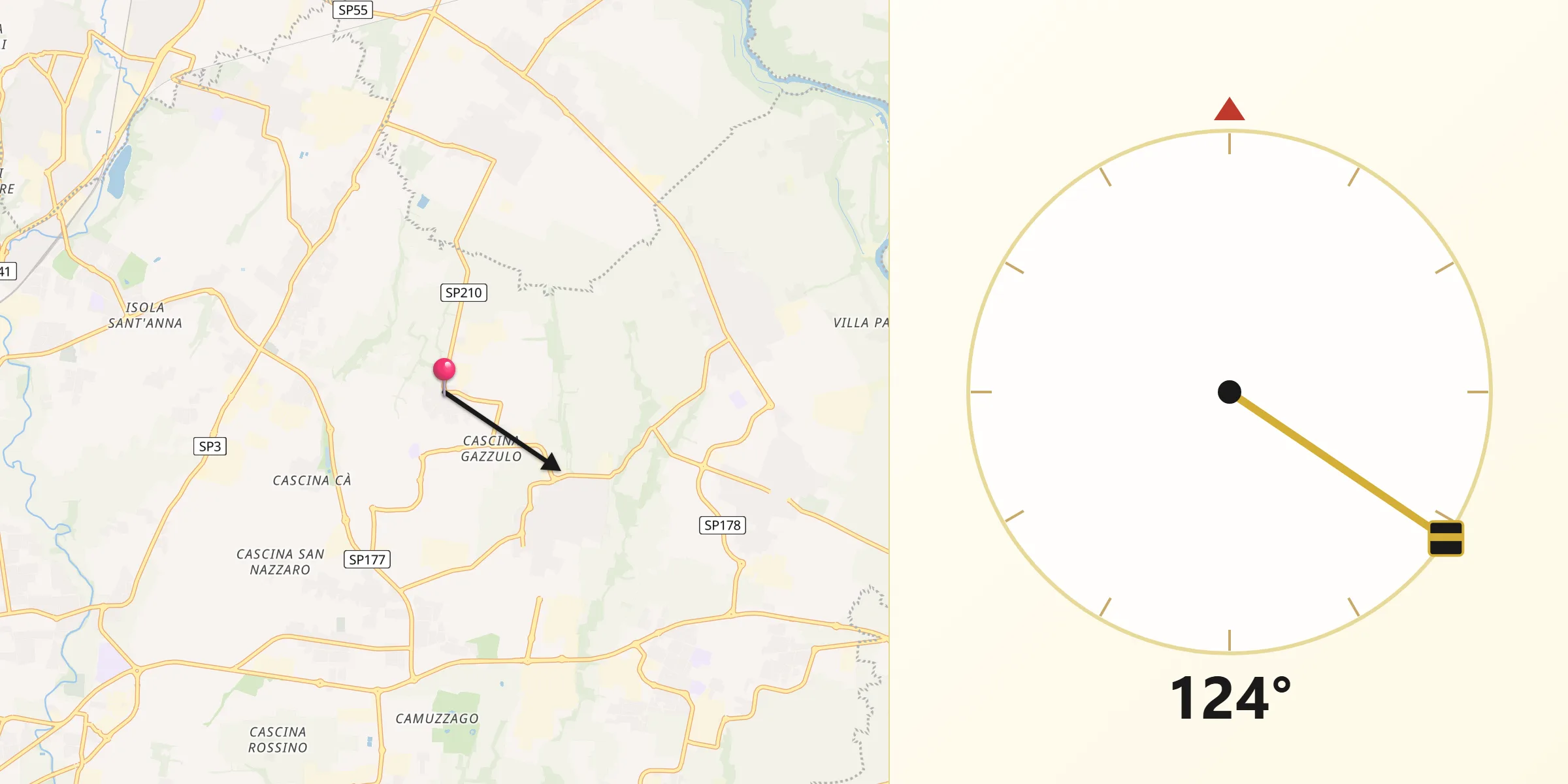 Direzione della Qibla da Sulbiate