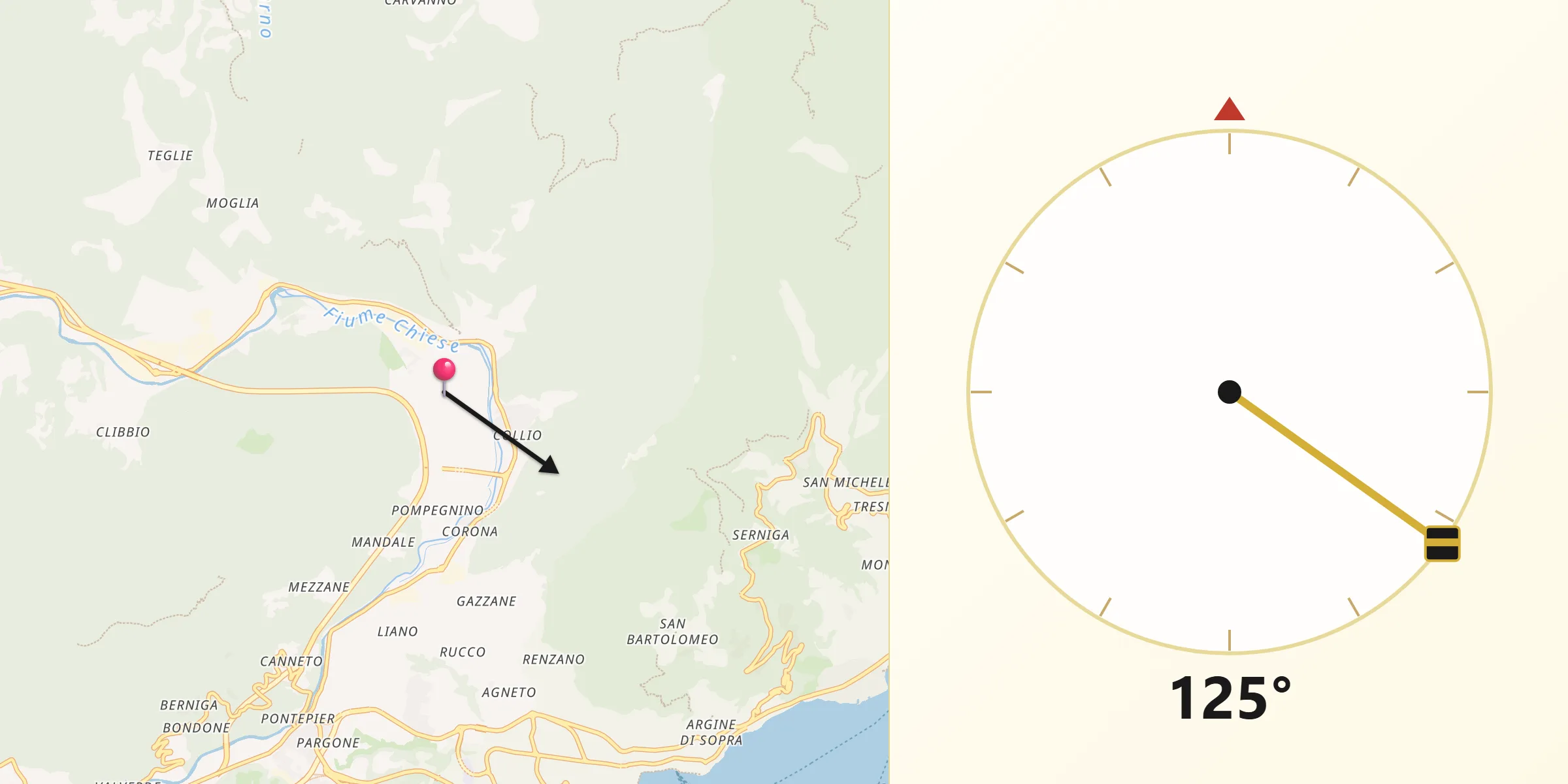 Direzione della Qibla da Vobarno
