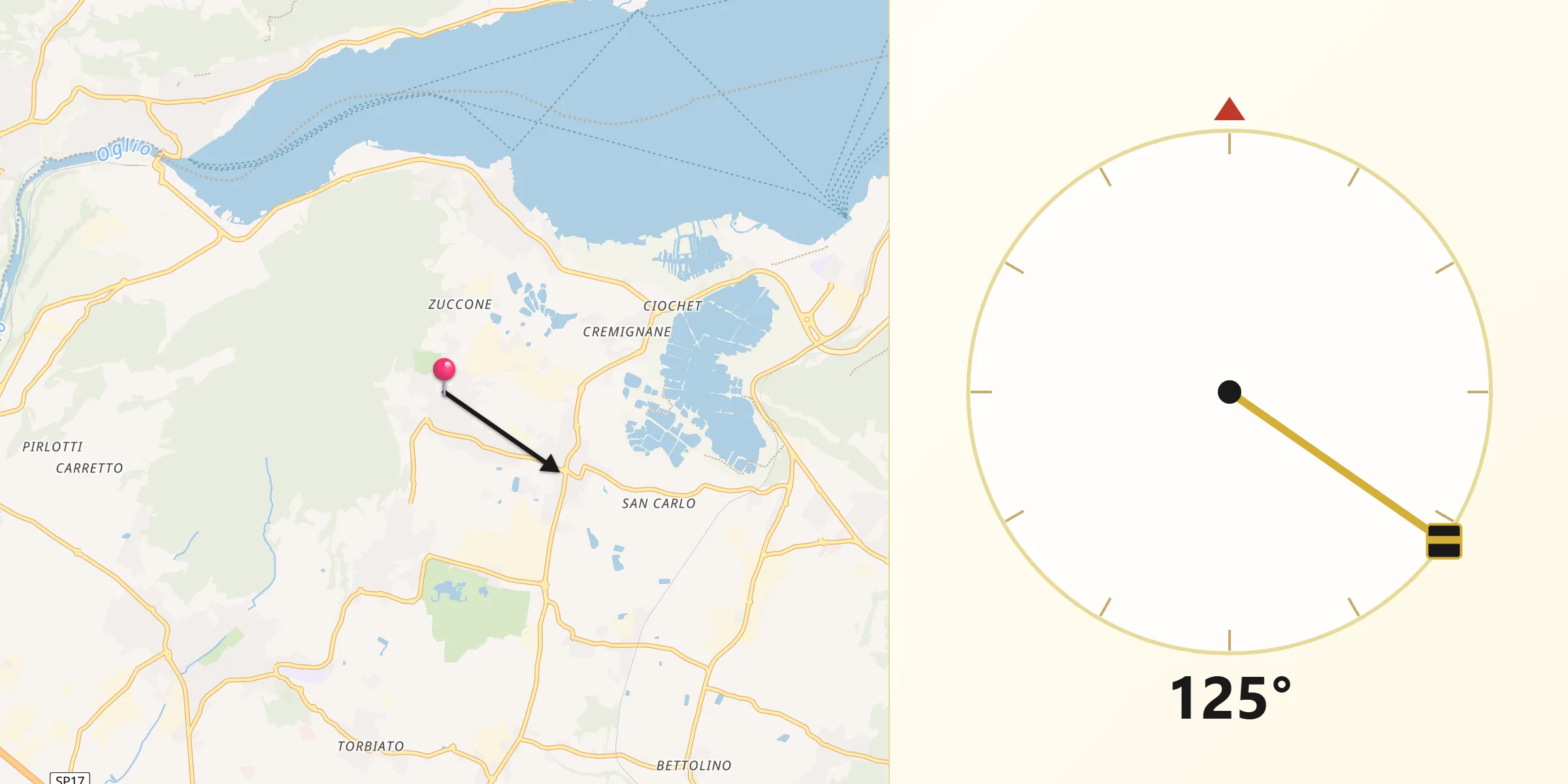 Direzione della Qibla da Colombaro-Timoline