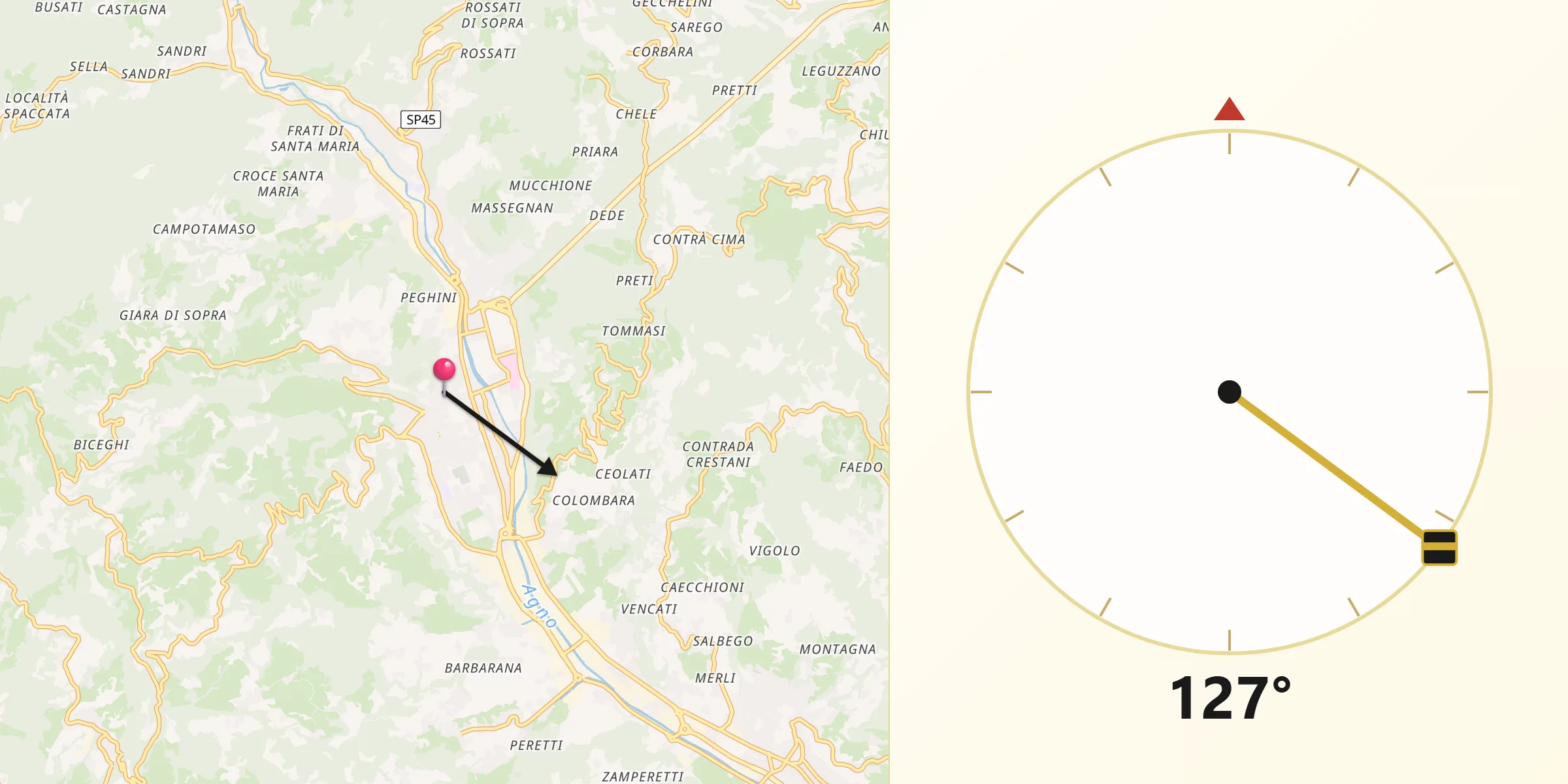 Direzione della Qibla da Valdagno