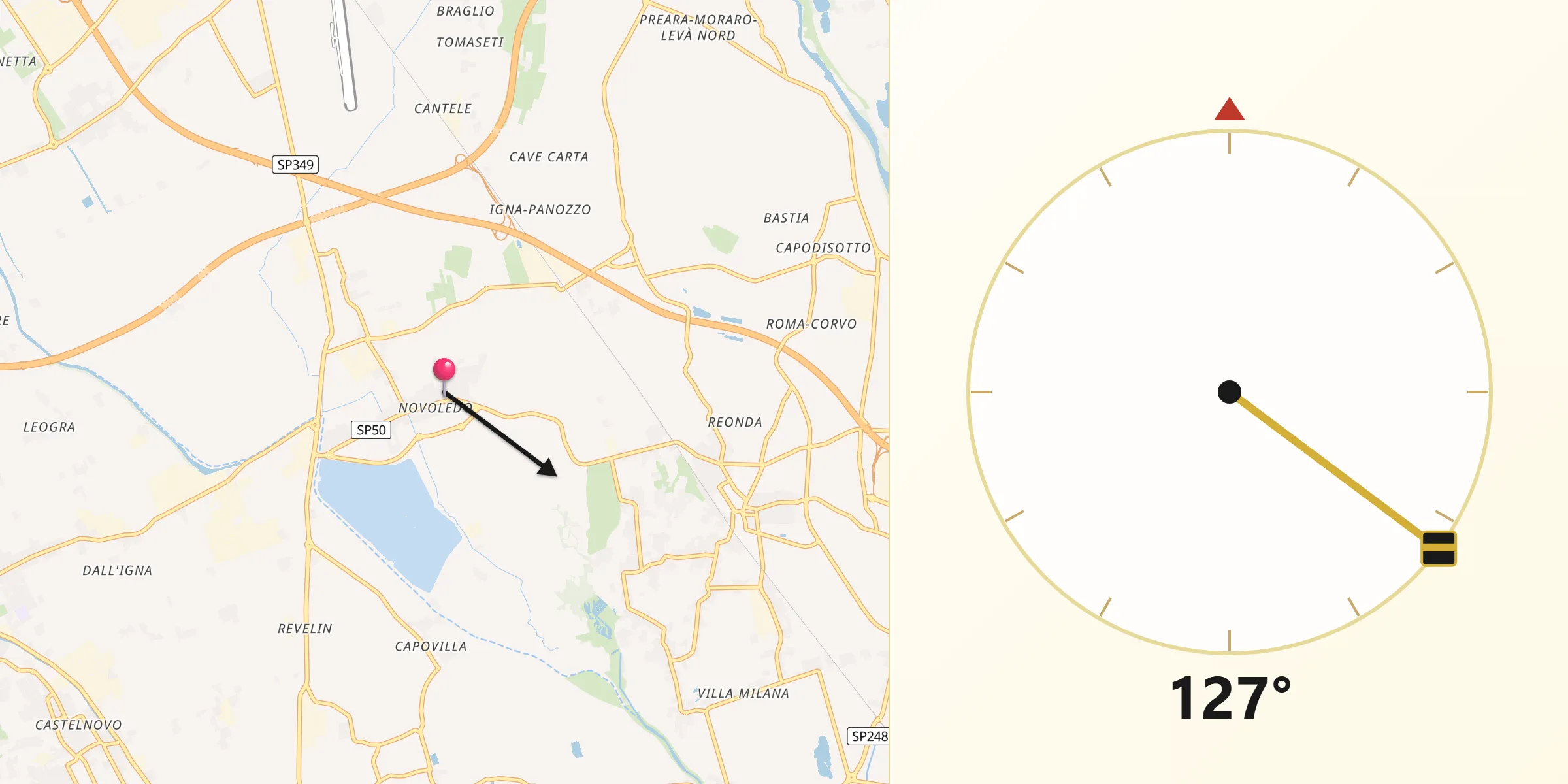Direzione della Qibla da Novoledo