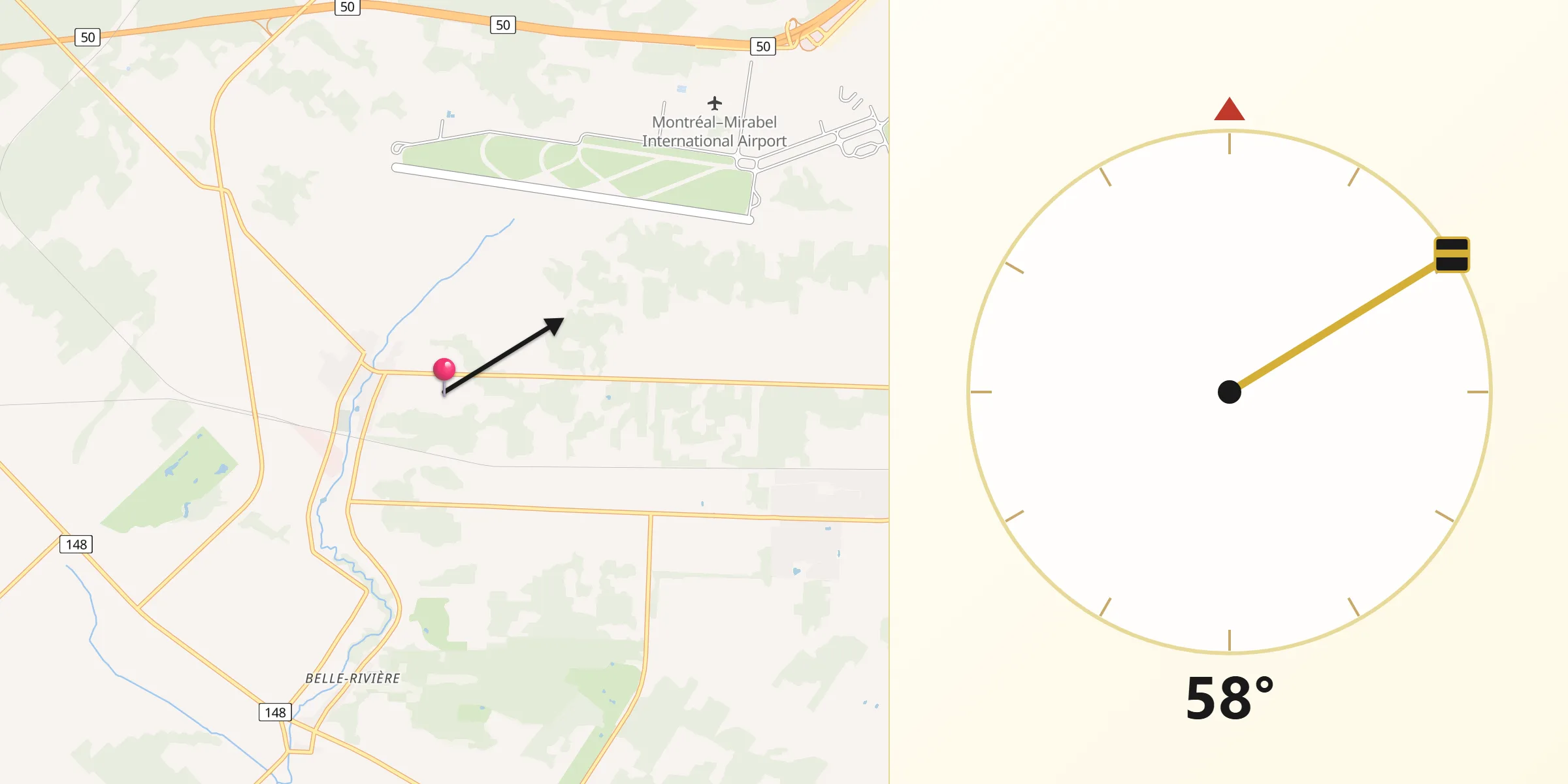 Qibla Direction from Mirabel