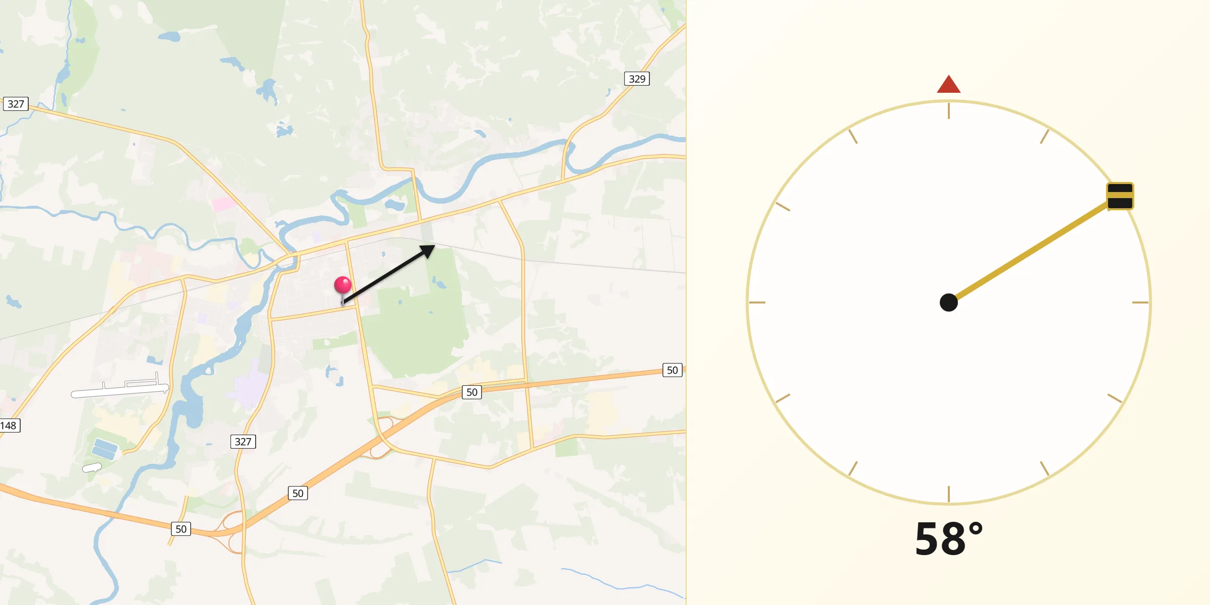 Qibla Direction from Lachute