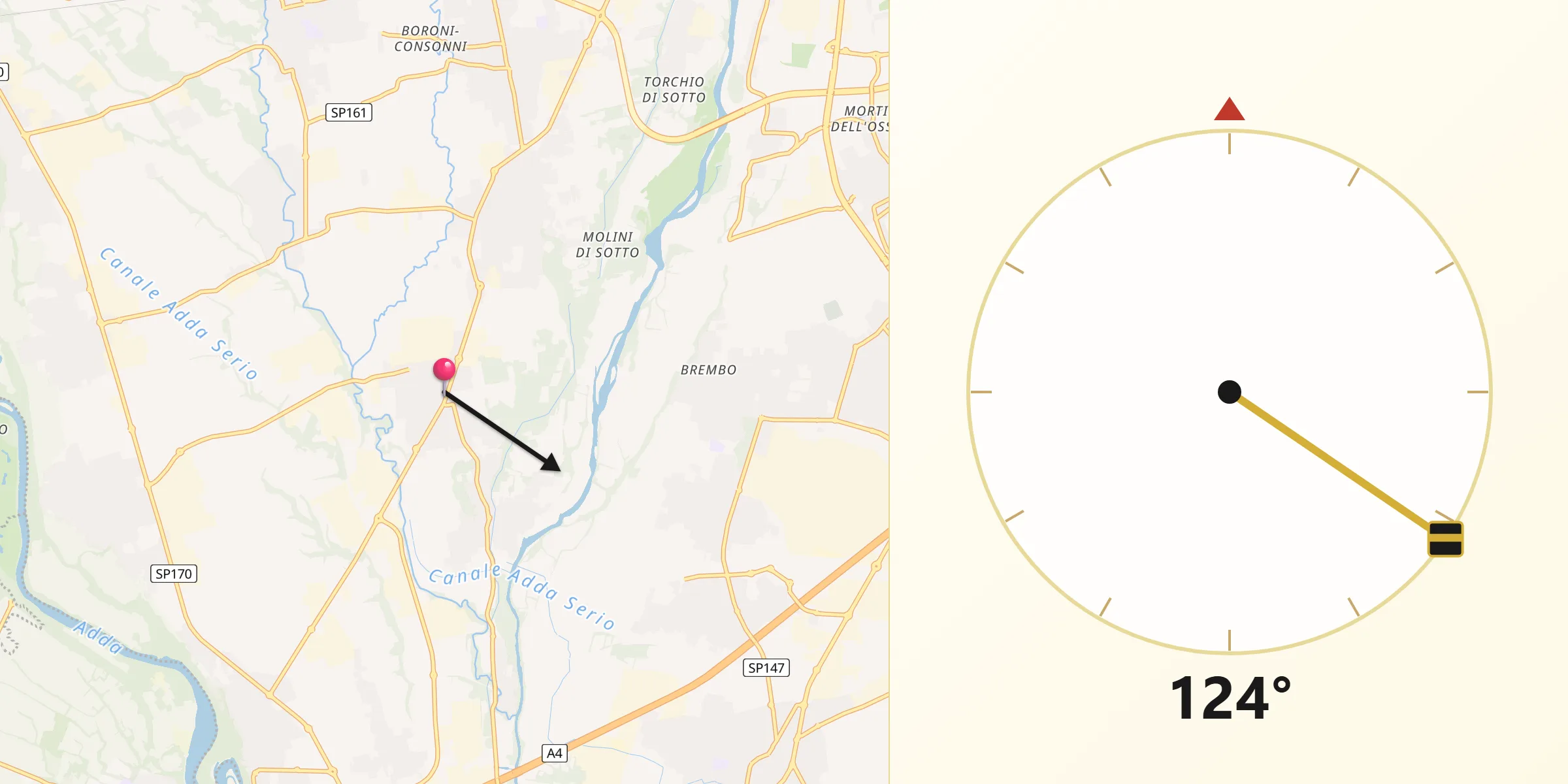 Direzione della Qibla da Madone