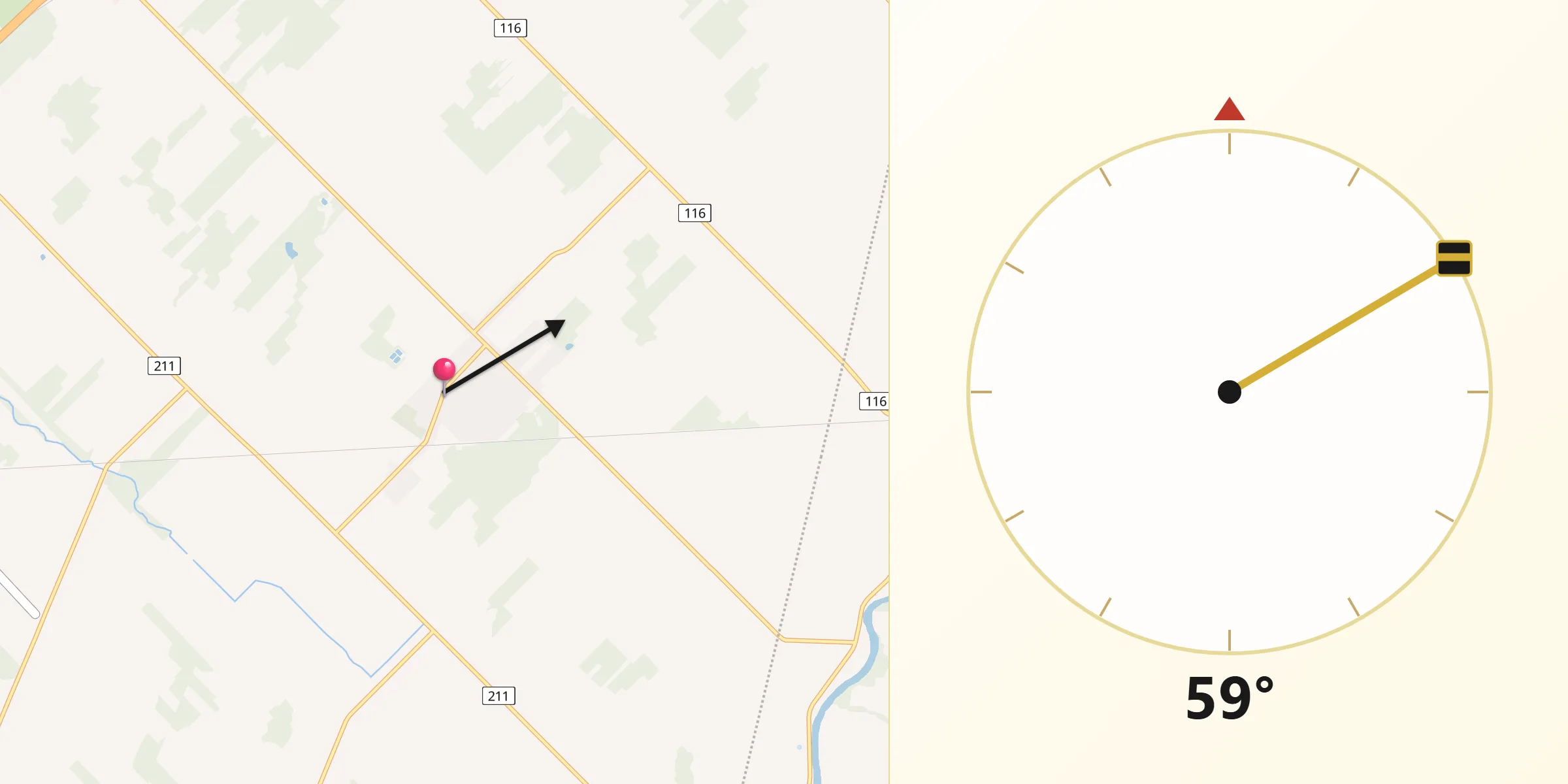 Qibla Direction from Saint-Liboire