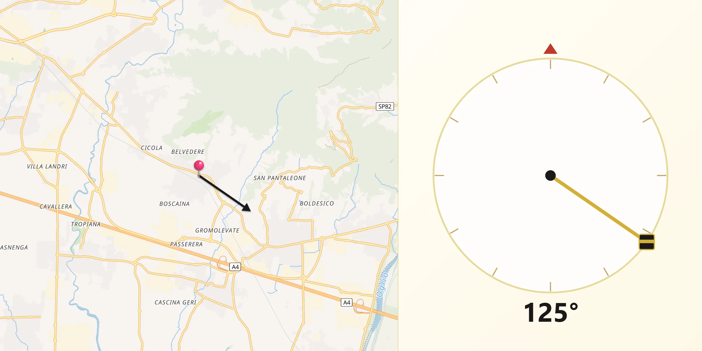 Direzione della Qibla da Chiuduno
