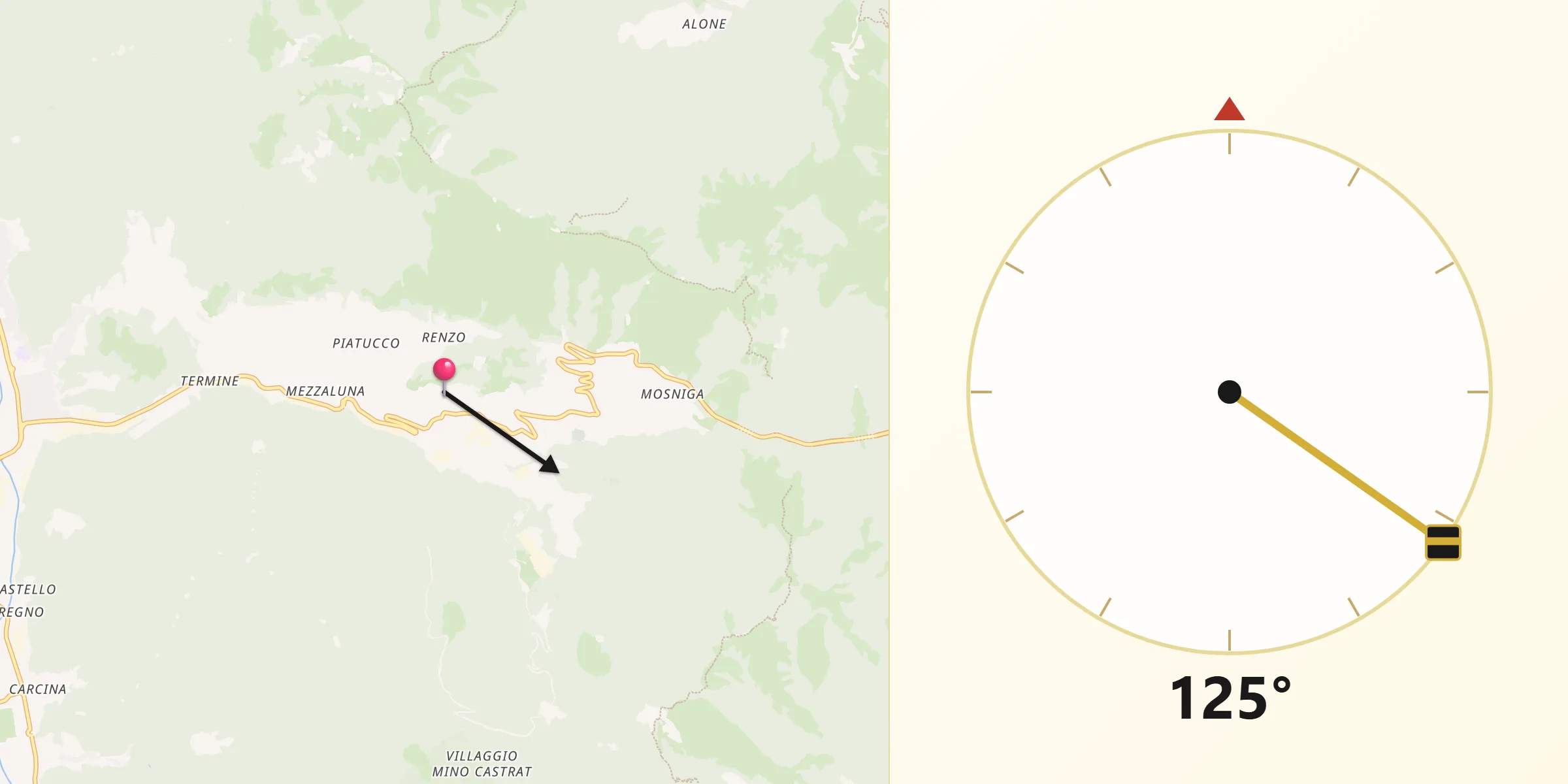 Direzione della Qibla da San Sebastiano