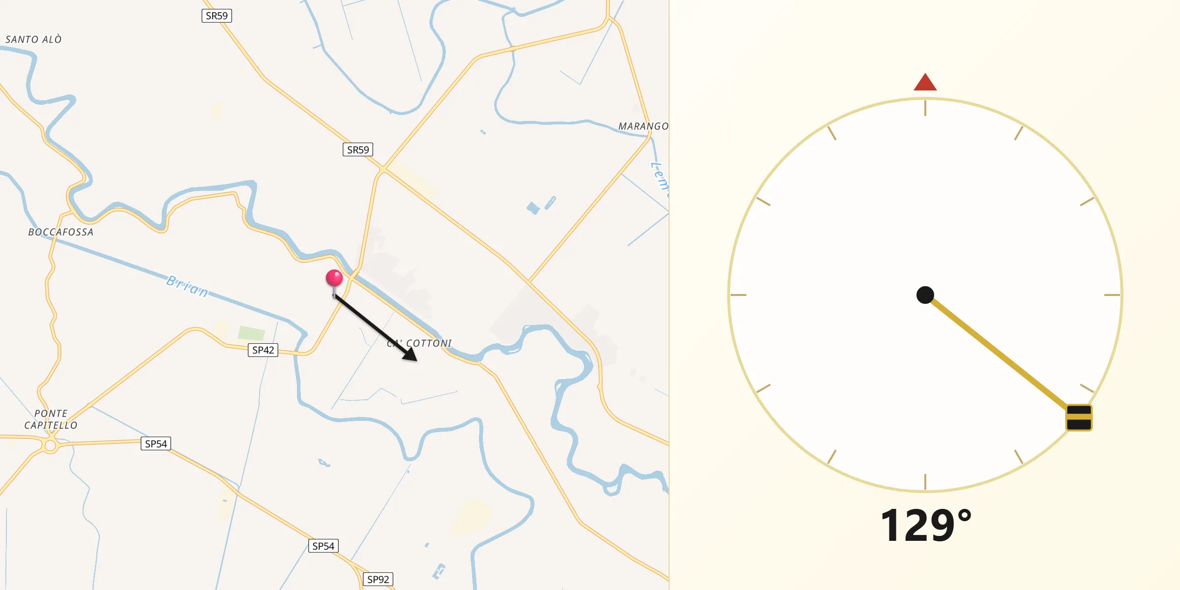 Direzione della Qibla da San Giorgio di Livenza