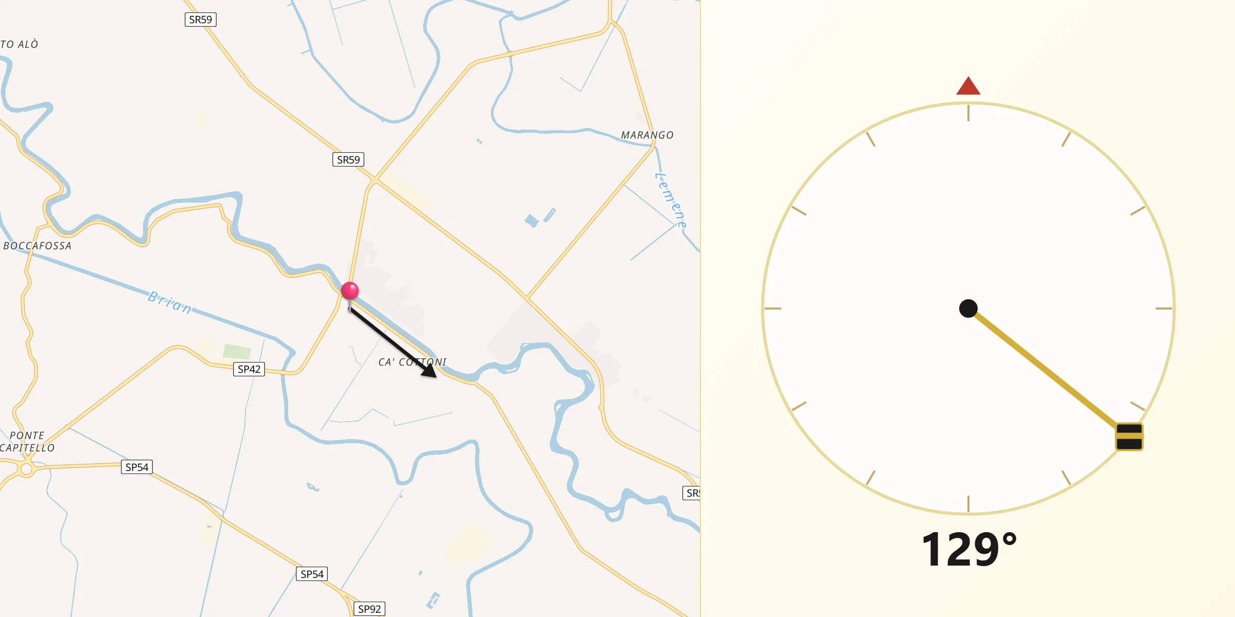 Direzione della Qibla da La Salute di Livenza