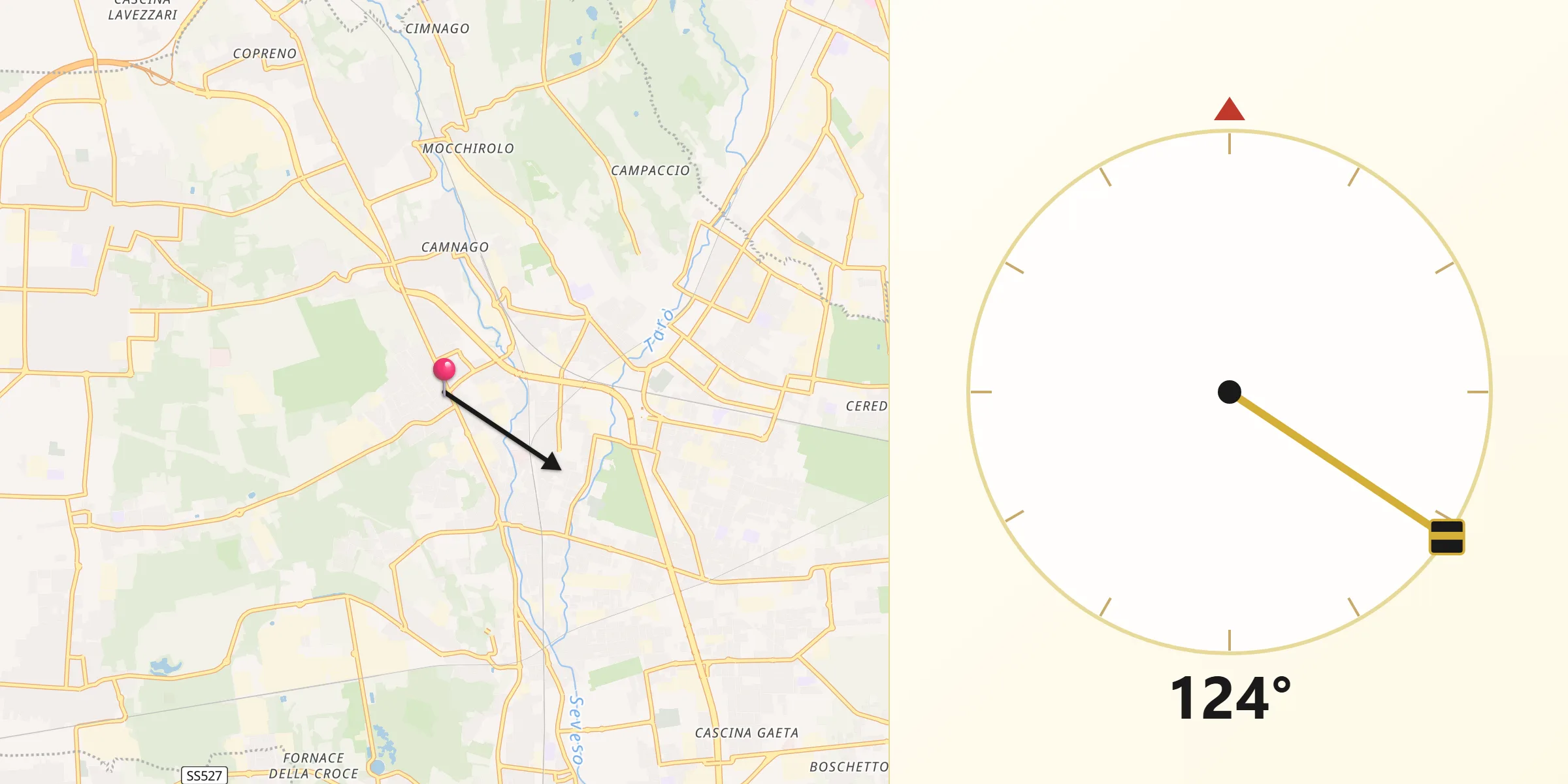 Direzione della Qibla da Barlassina