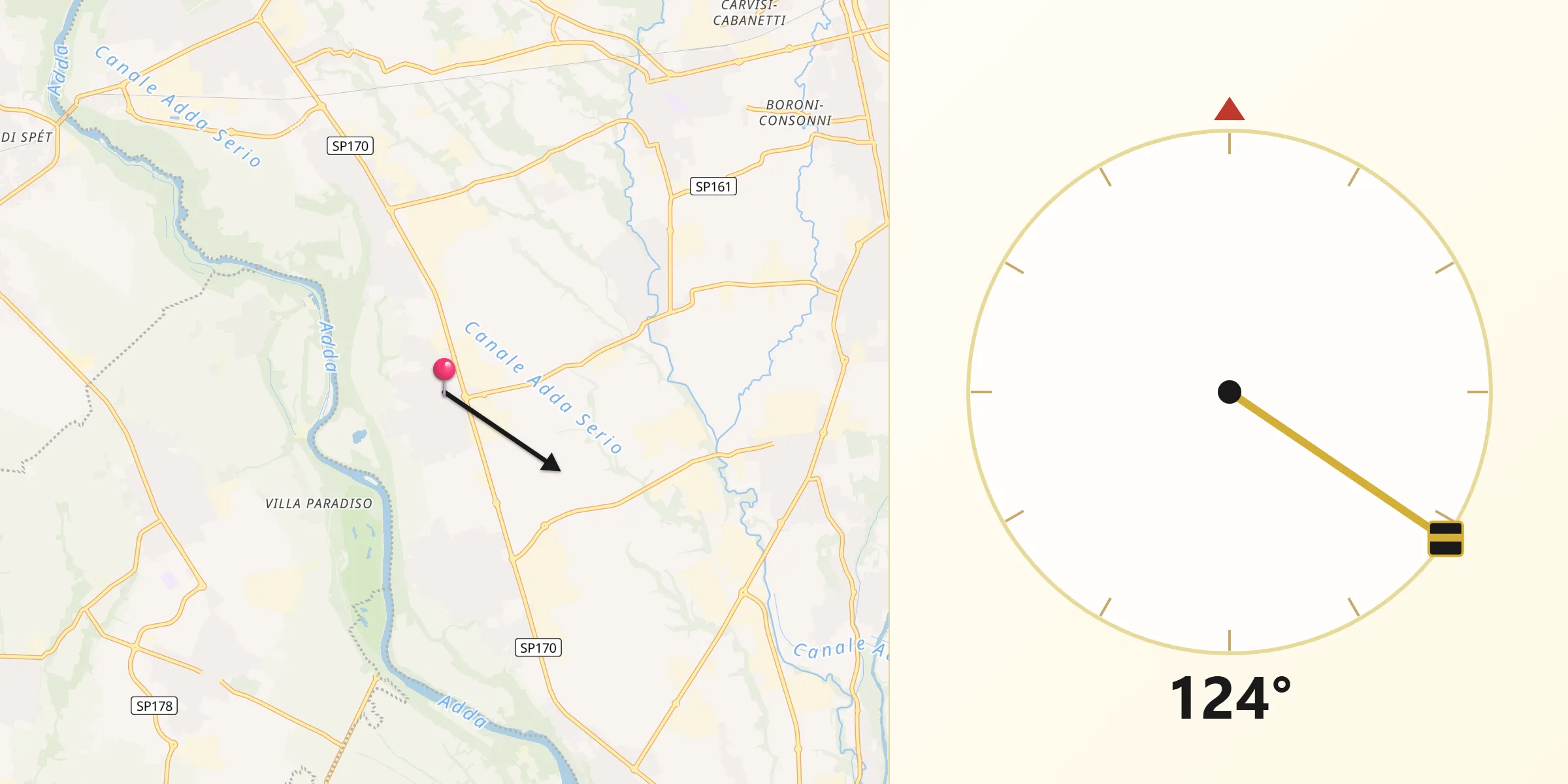 Direzione della Qibla da Suisio