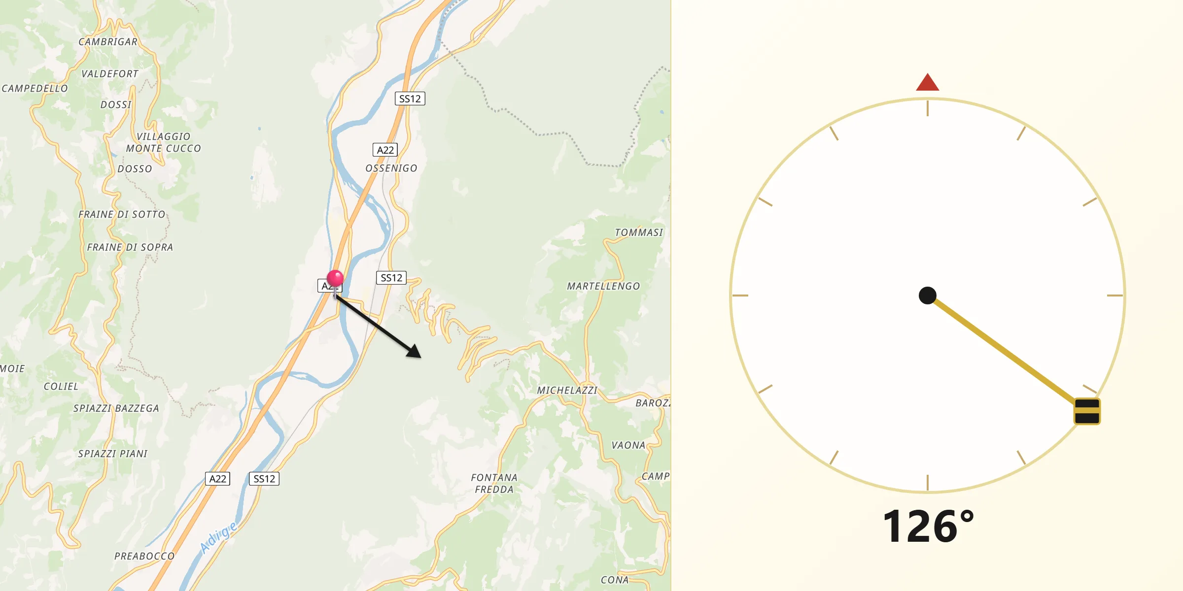 Direzione della Qibla da Rivalta