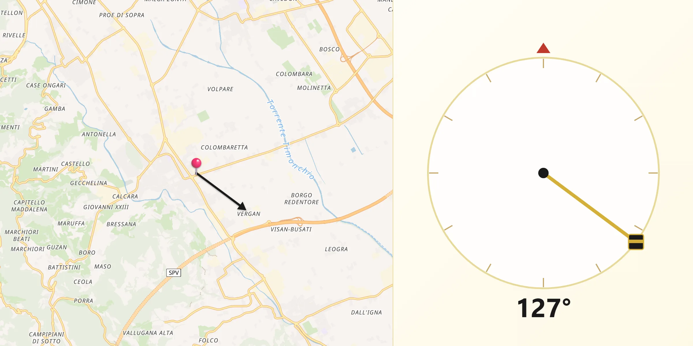 Direzione della Qibla da Malo