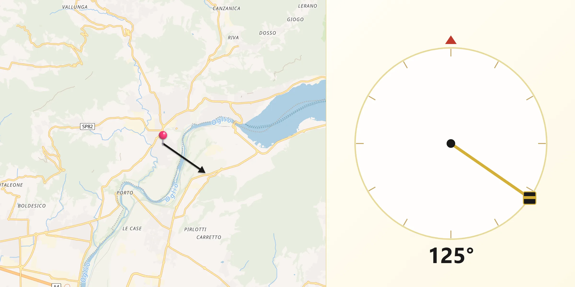 Direzione della Qibla da Credaro