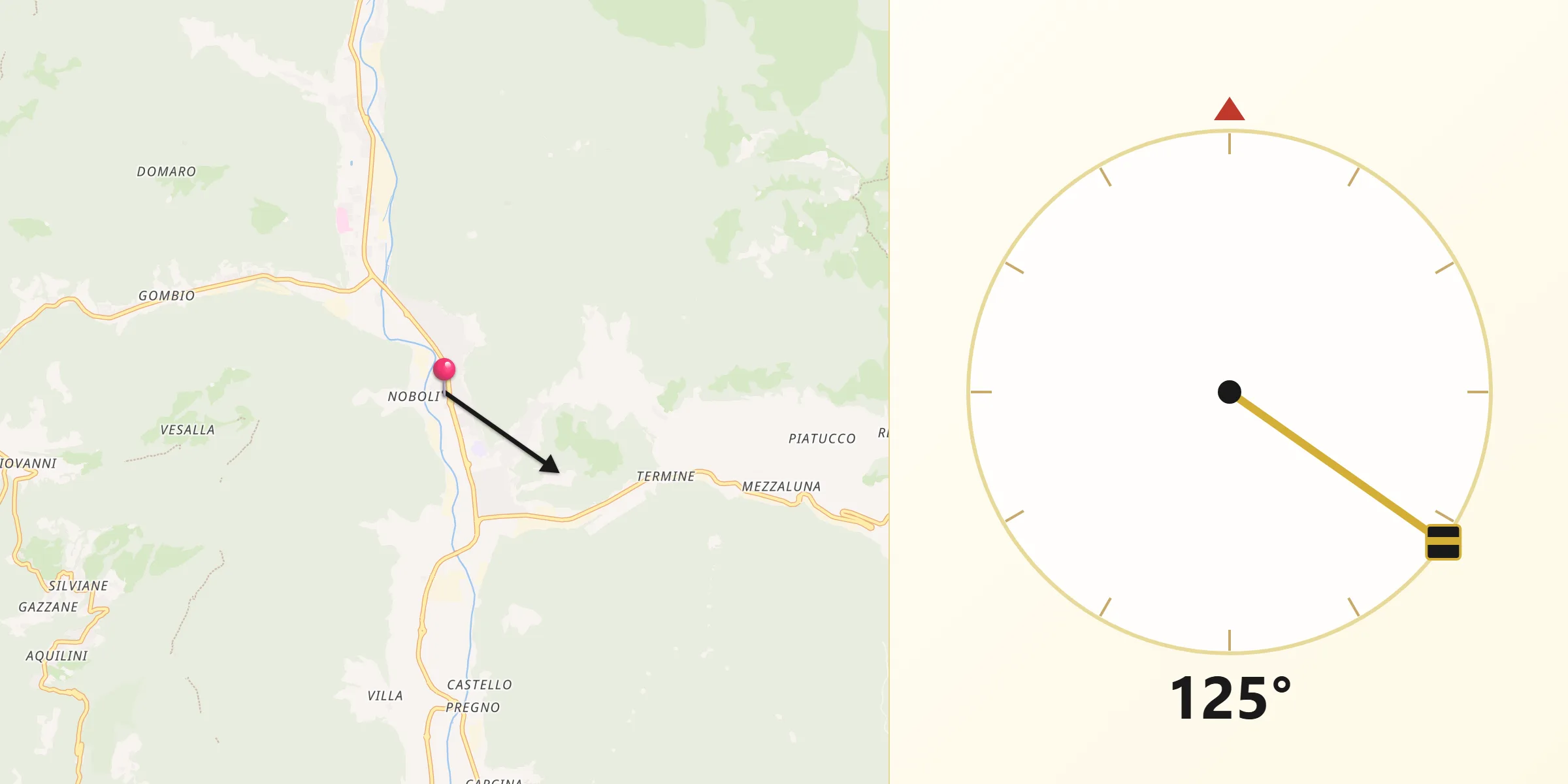 Direzione della Qibla da Sarezzo