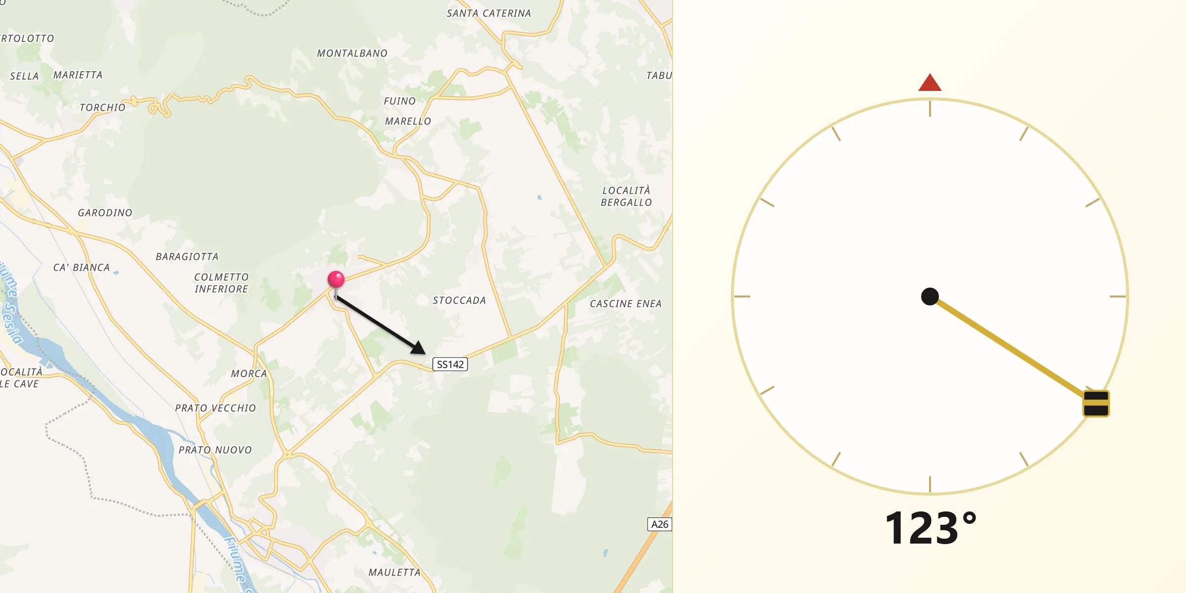 Direzione della Qibla da Cavallirio