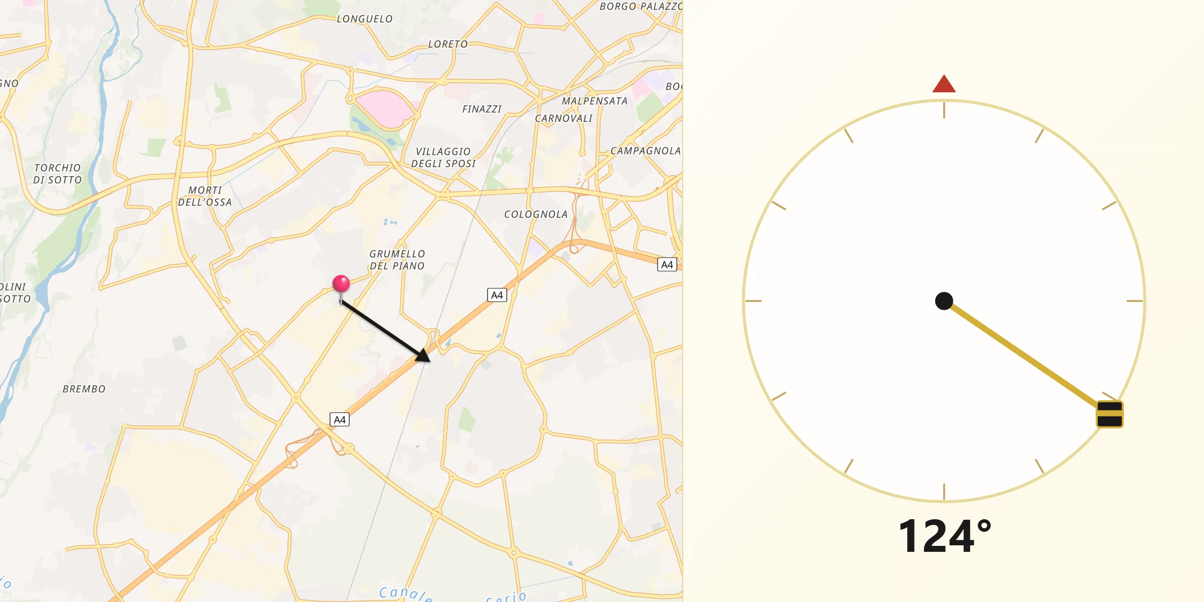 Direzione della Qibla da Lallio