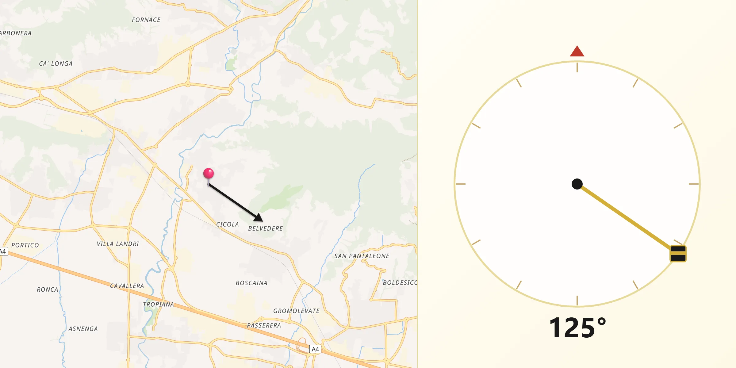 Direzione della Qibla da Carobbio