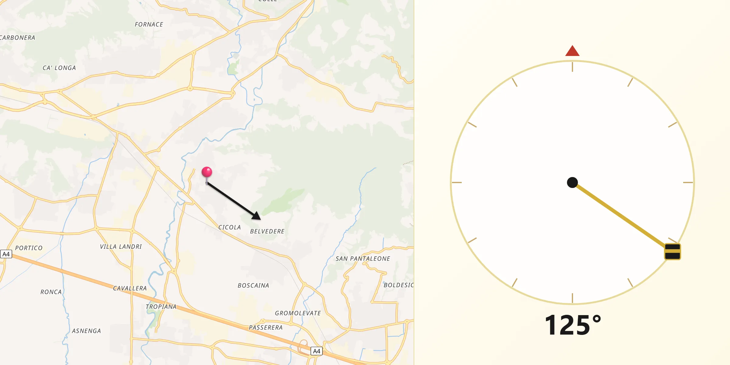 Direzione della Qibla da Carobbio degli Angeli