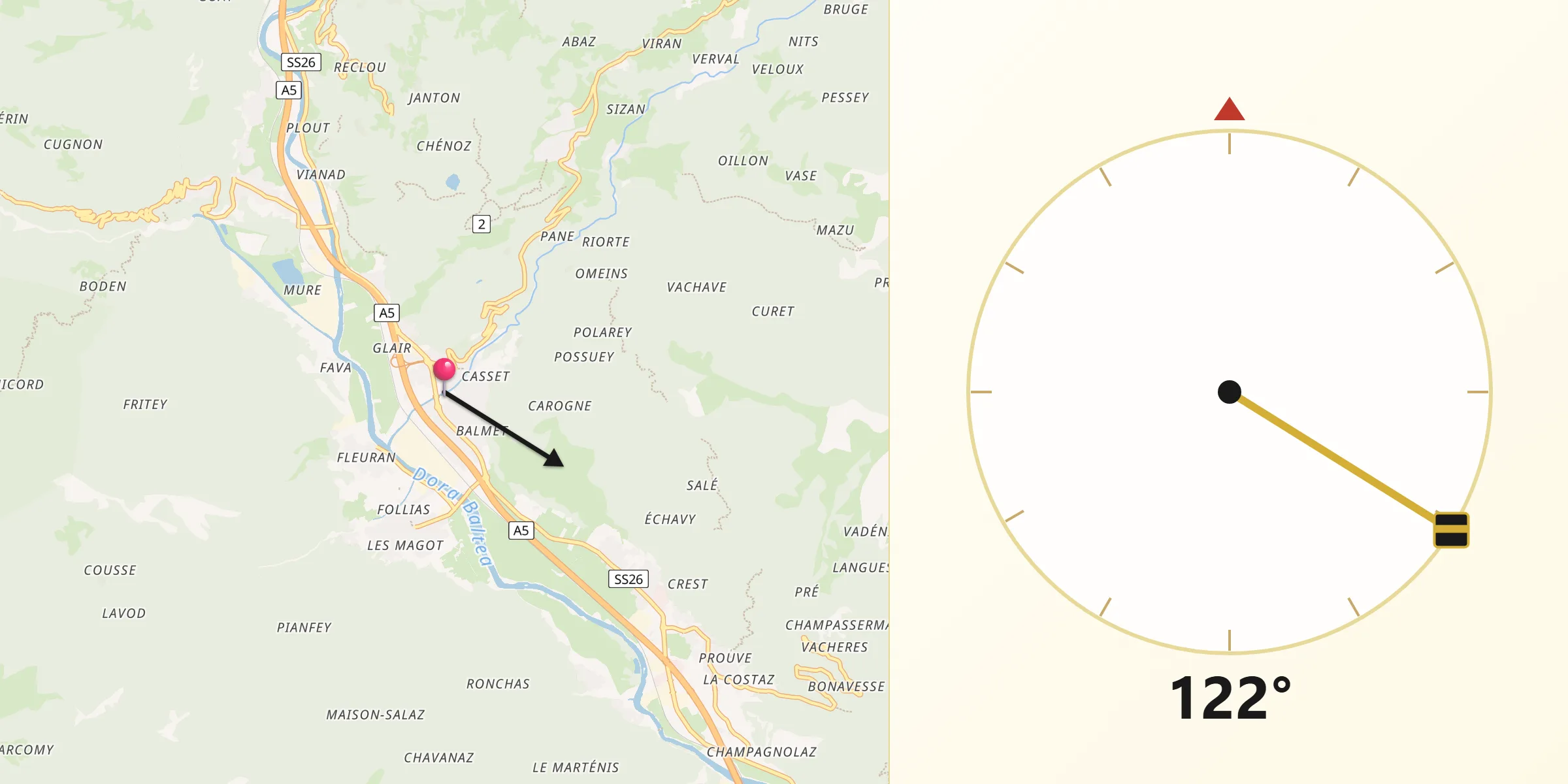Direzione della Qibla da Verres
