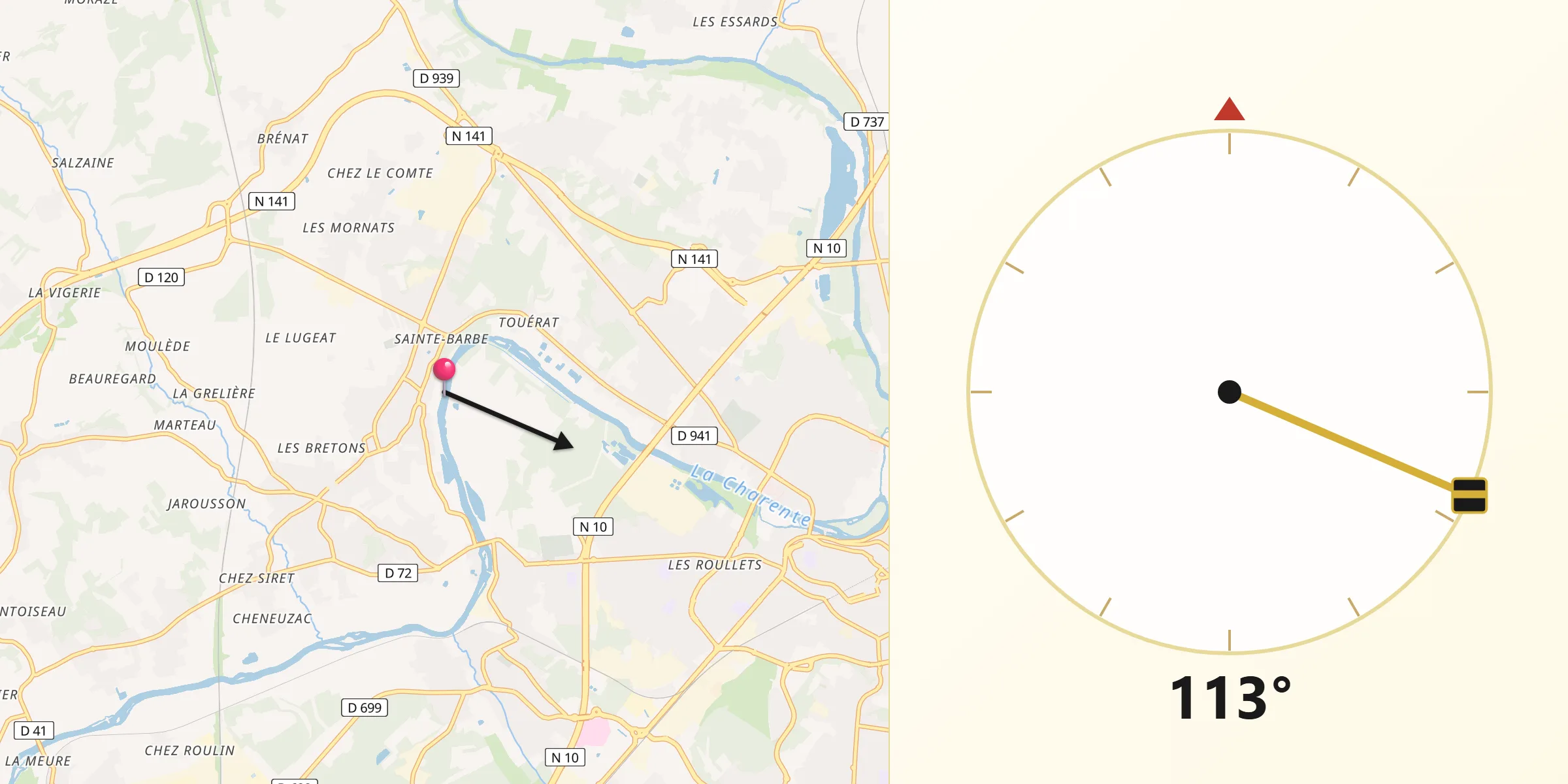 Direction vers la Qibla depuis Fléac