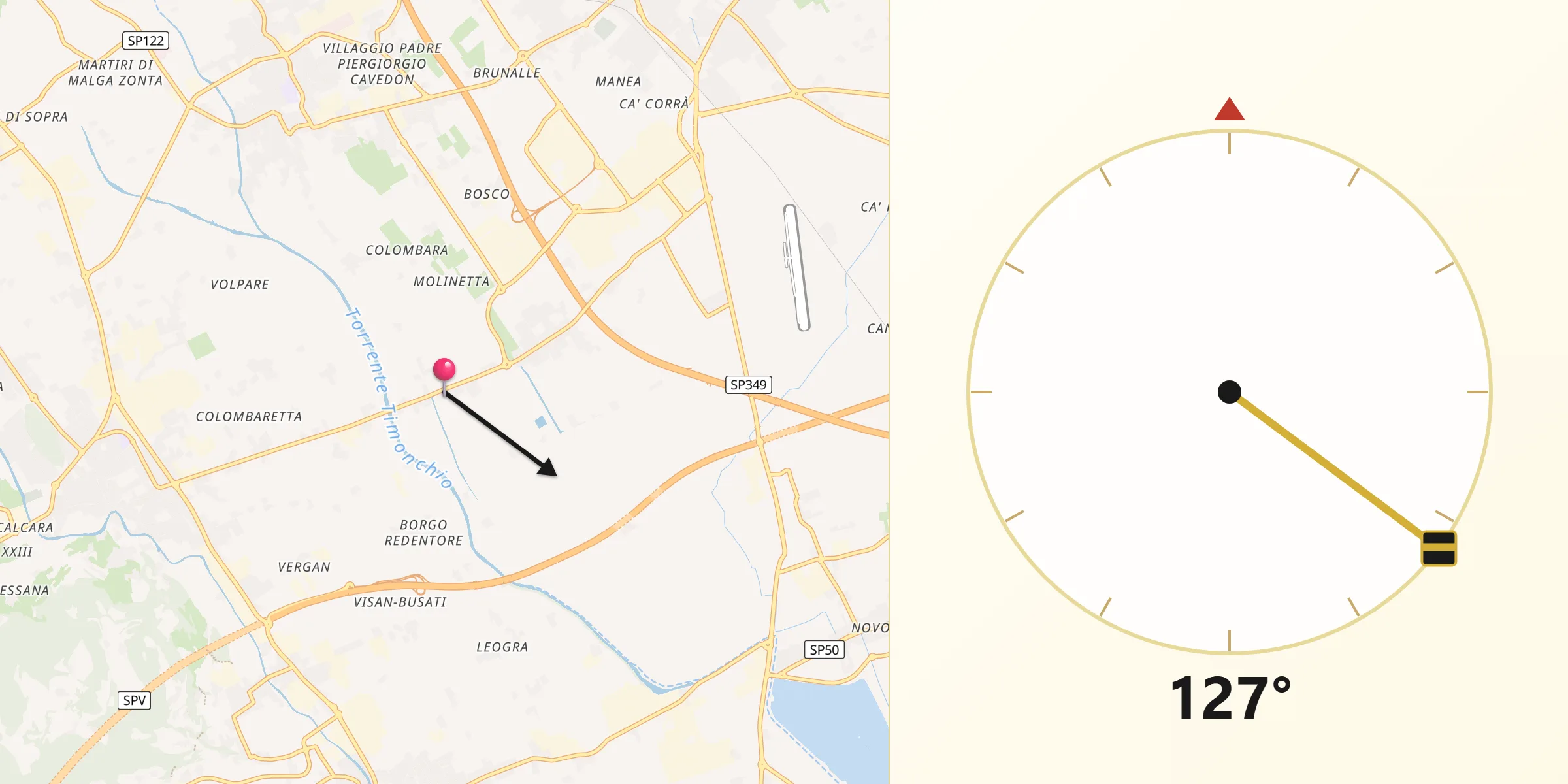 Direzione della Qibla da Provincia di Vicenza