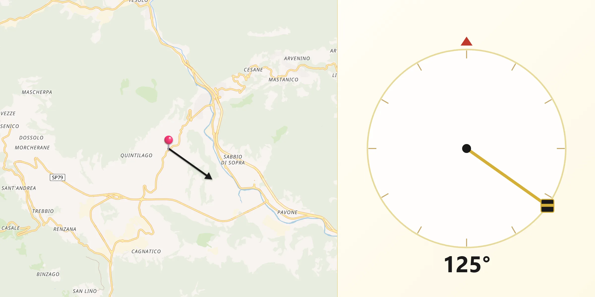 Direzione della Qibla da Sottocastello