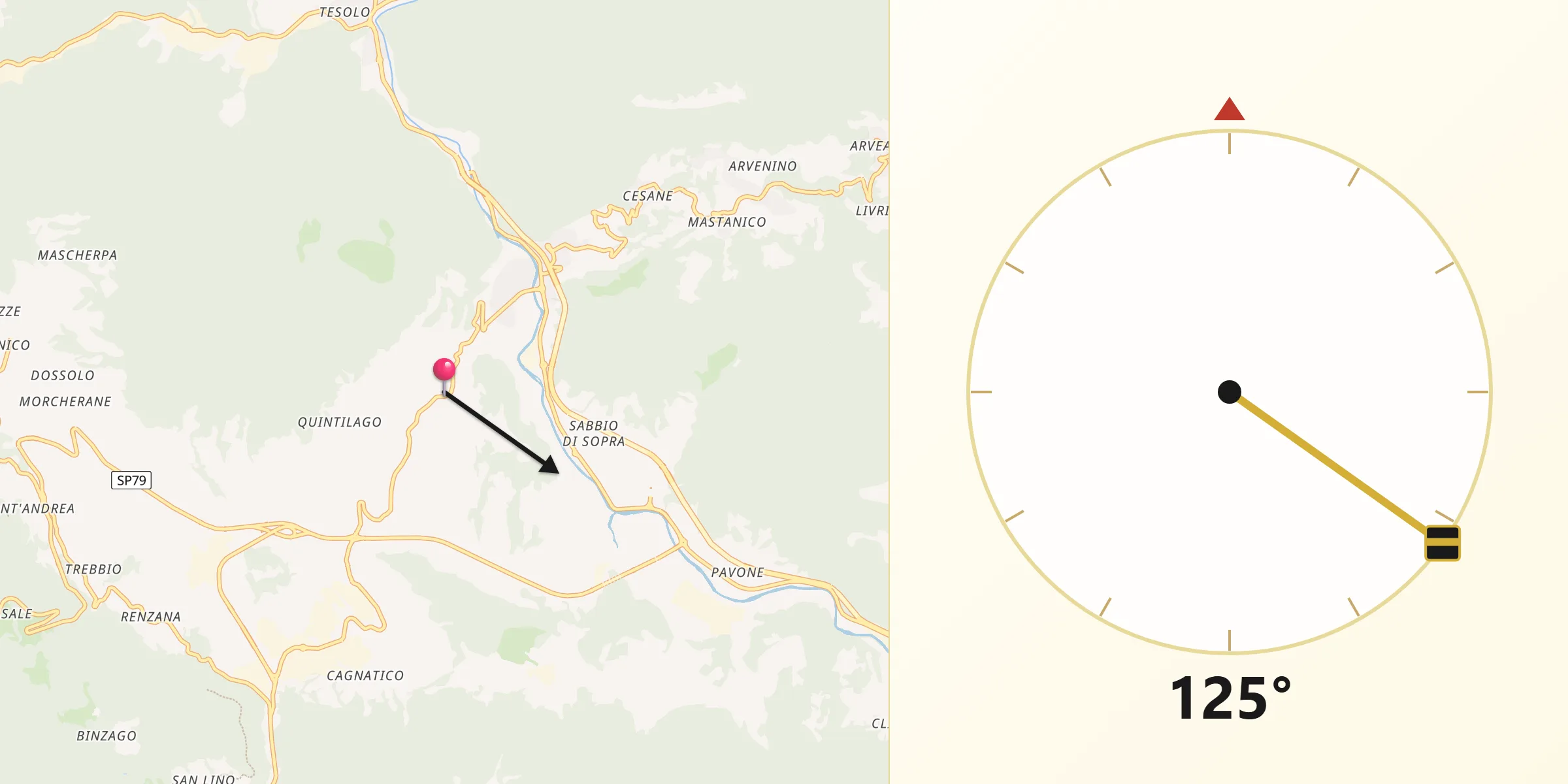 Direzione della Qibla da Preseglie