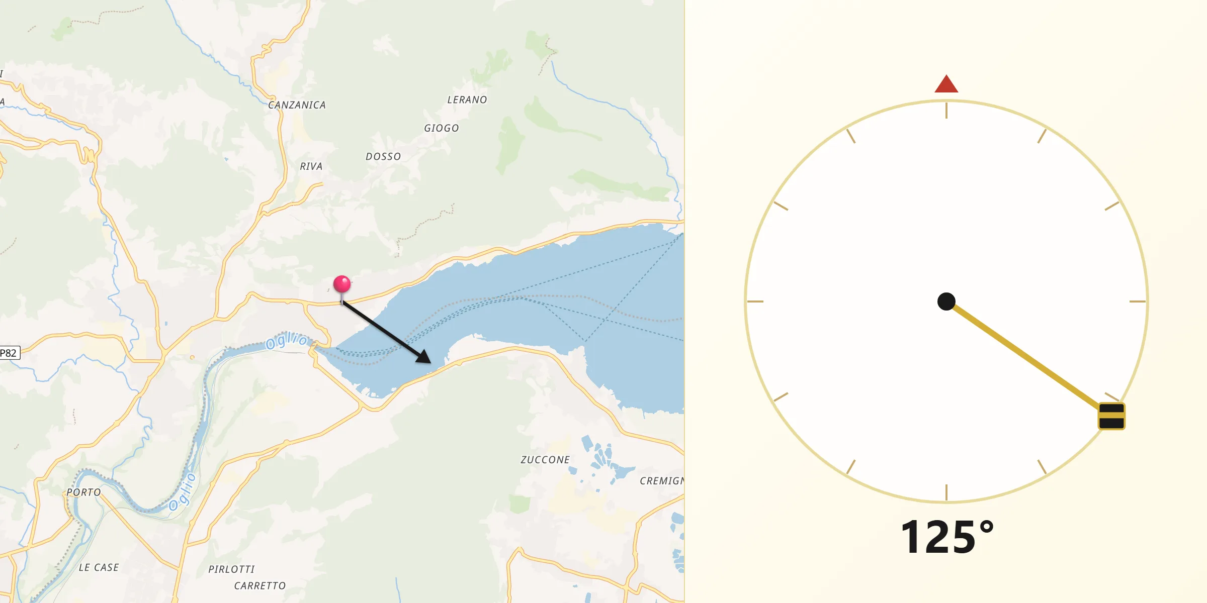 Direzione della Qibla da Sarnico