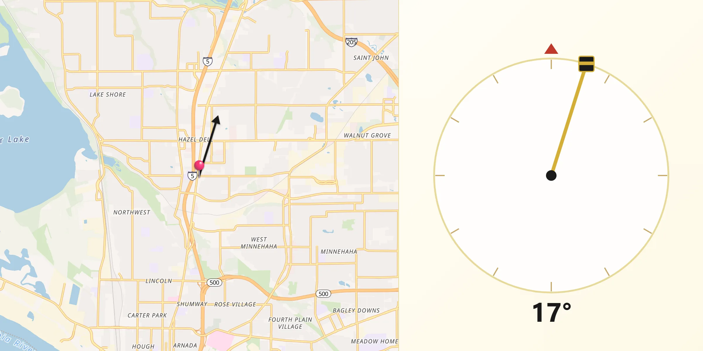 Qibla Direction from Hazel Dell