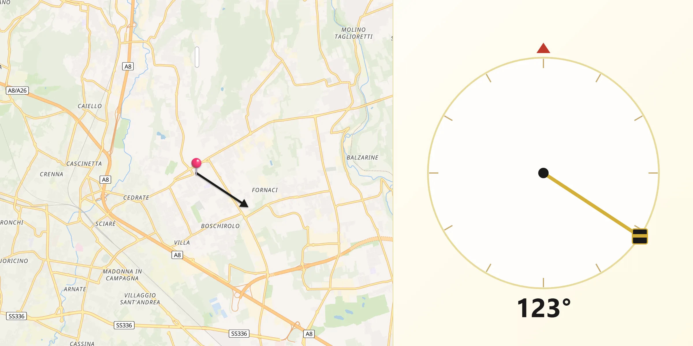 Direzione della Qibla da Cassano Magnago