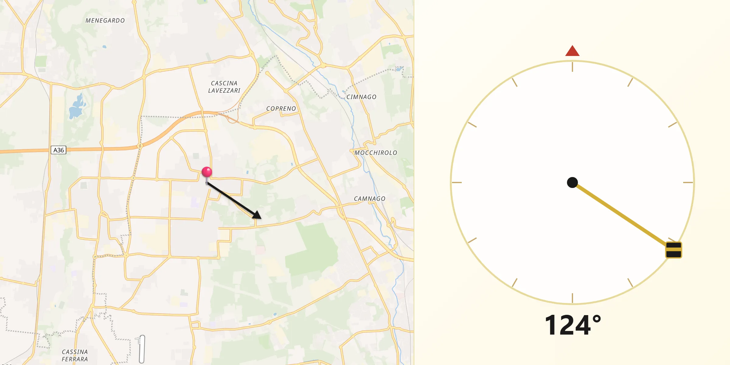 Direzione della Qibla da Lazzate